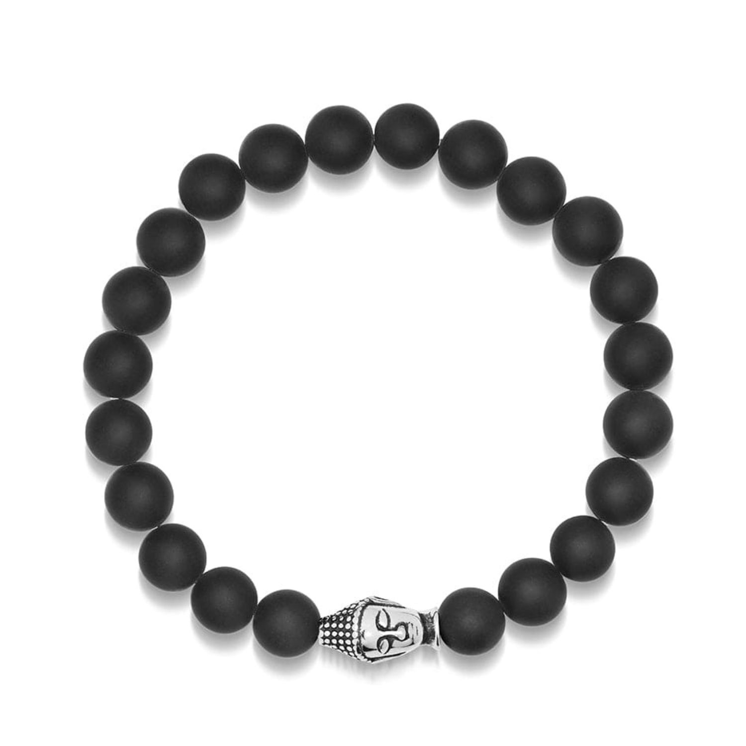 Black Men’s Wristband With Matte Onyx And Buddha Nialaya