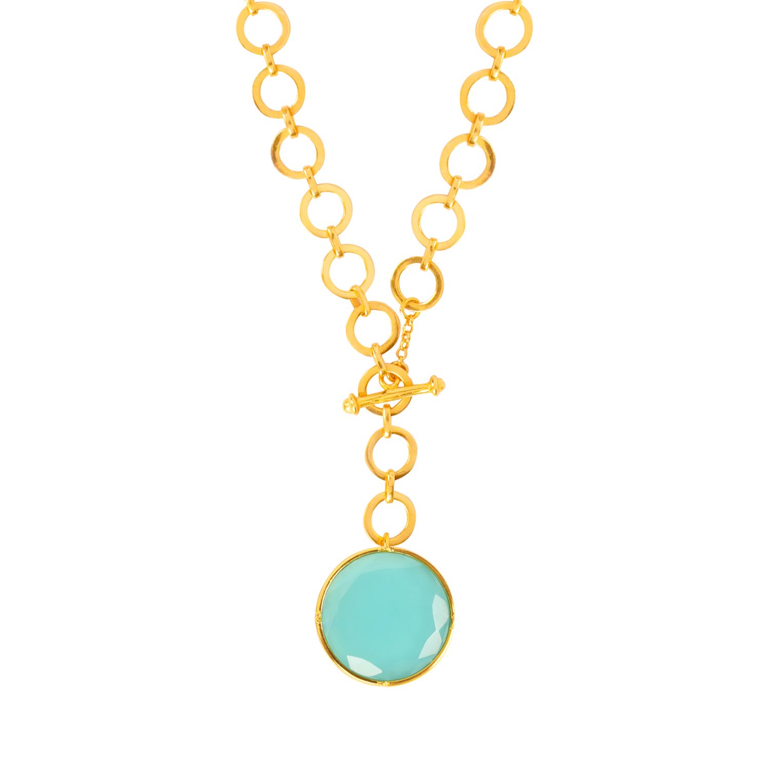 Lila Rasa Women's Blue / Gold London Blue Crystal Pendant With Loop Chain & T-lock Closure