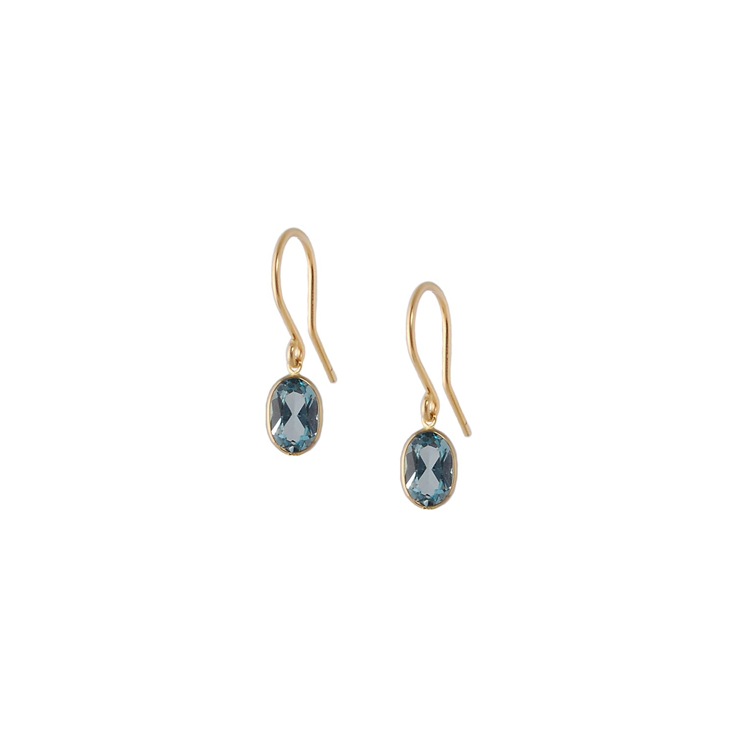 Women’s Gold / White Single Stone Bezel Set Blue Topaz Earrings In 14 Karat Yellow Gold Amy Gambill Designs