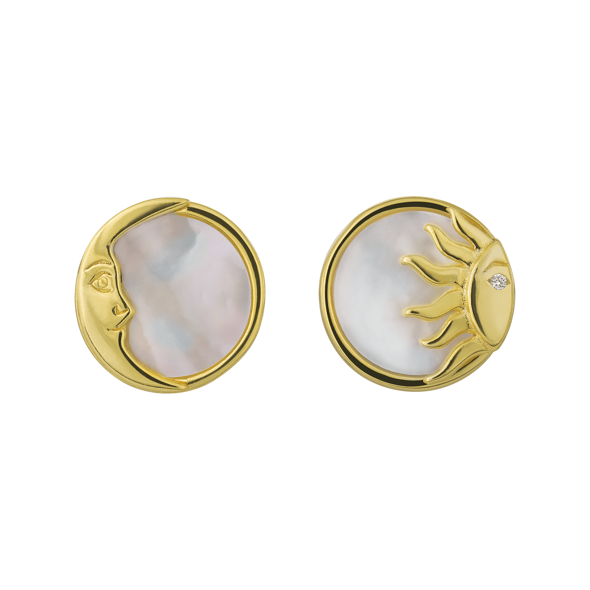 Women’s Gold Mother Of Pearl Sun & Moon Studs La Kaiser