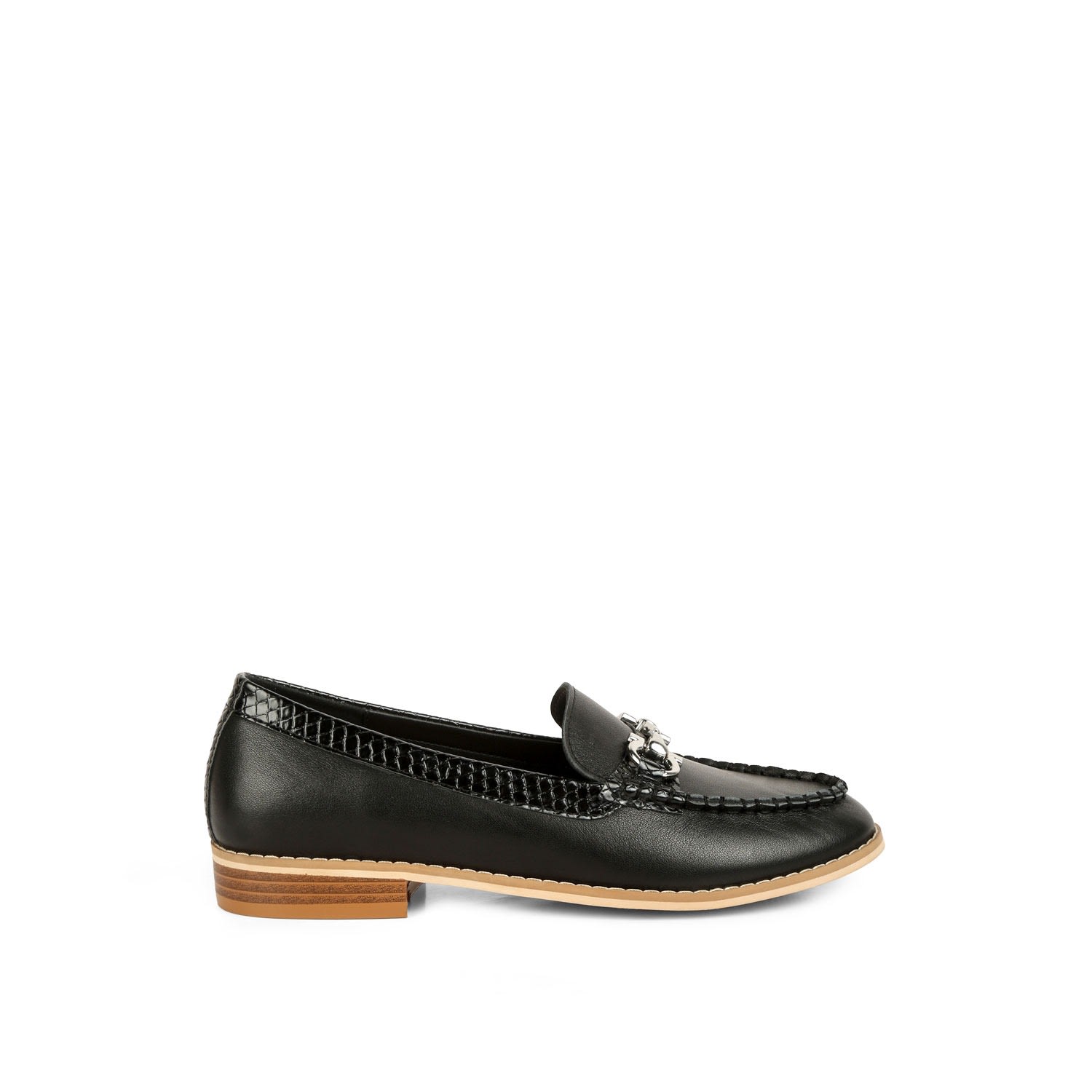 Shop Rag & Co Women's Holda Horsebit Embelished Loafers With Stitch Detail - Black