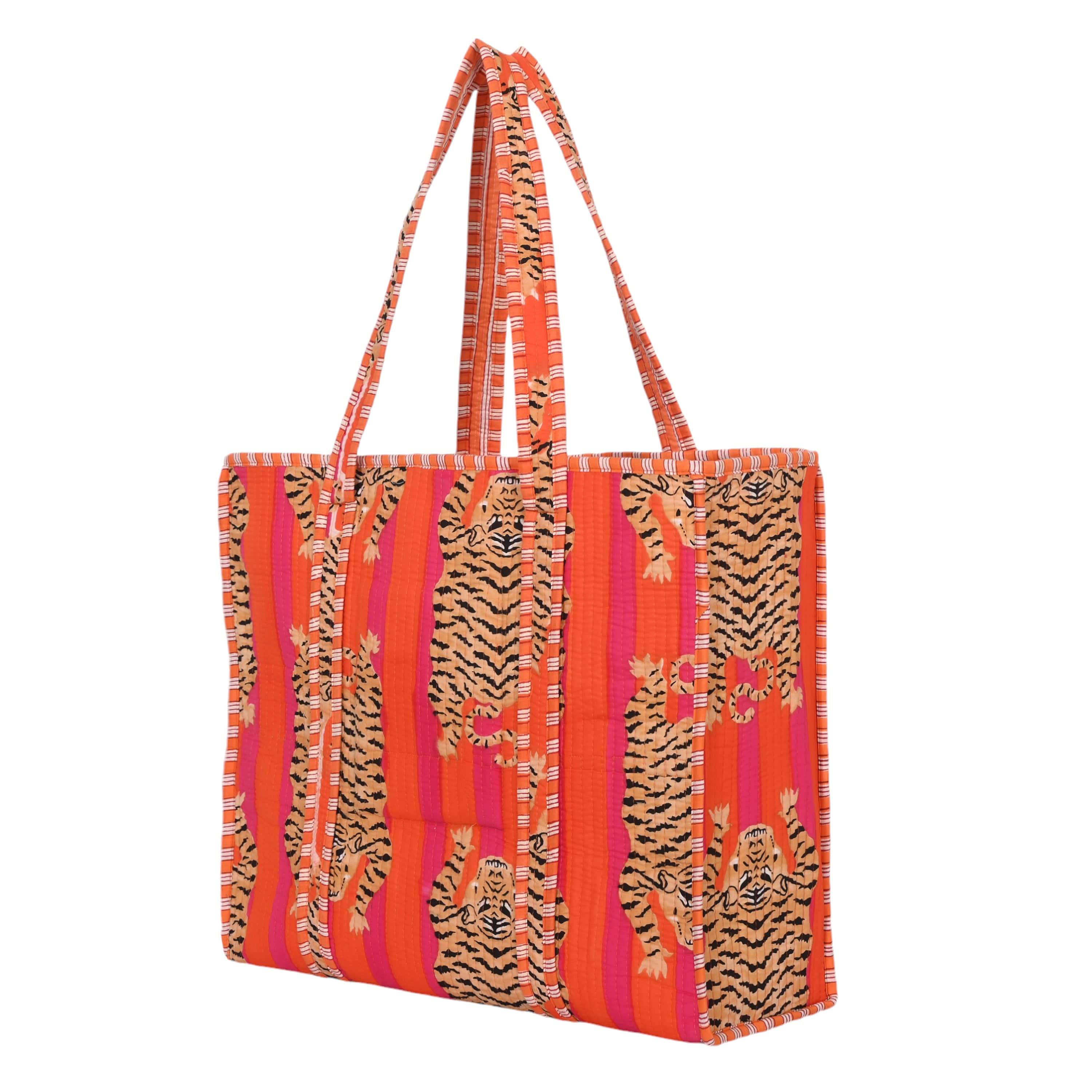 The Ultimate Tote In Tibetan Tiger Pink And Orange