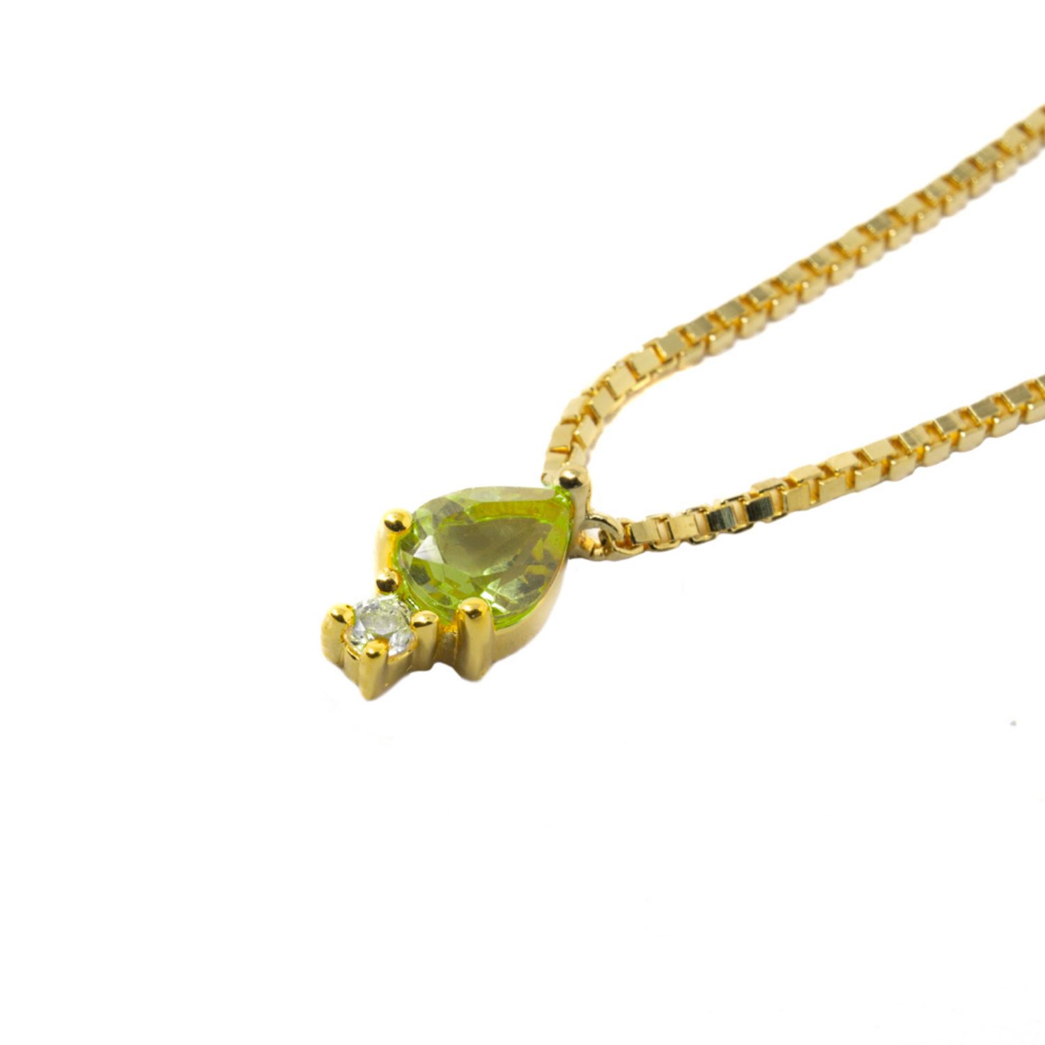 Nasi Silver Women's Green Pear Atarah Necklace- Peridot & White Topaz, Gold In Gold