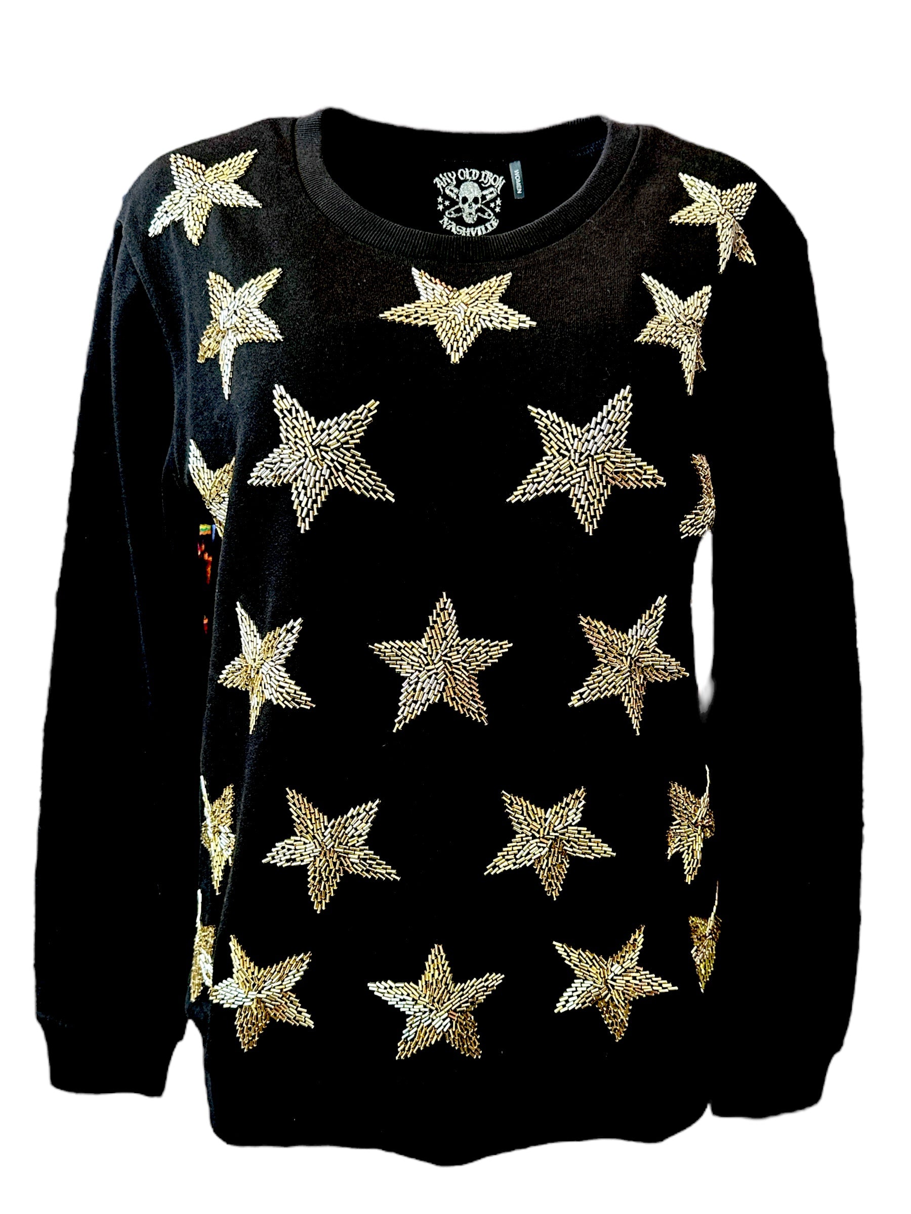 Black Any Old Iron Mens Goldie Star Sweatshirt M