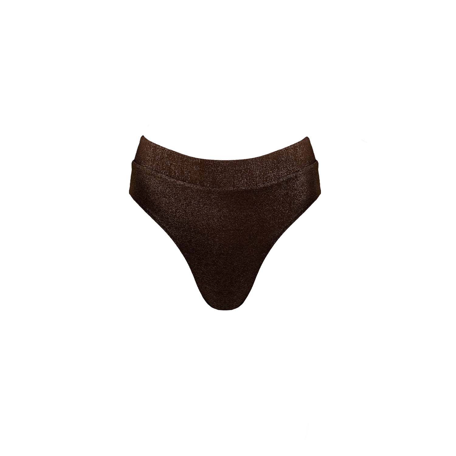 Monarch Women's Brown Stella High Waisted Bikini Bottoms - Bronze Metallic In Brown