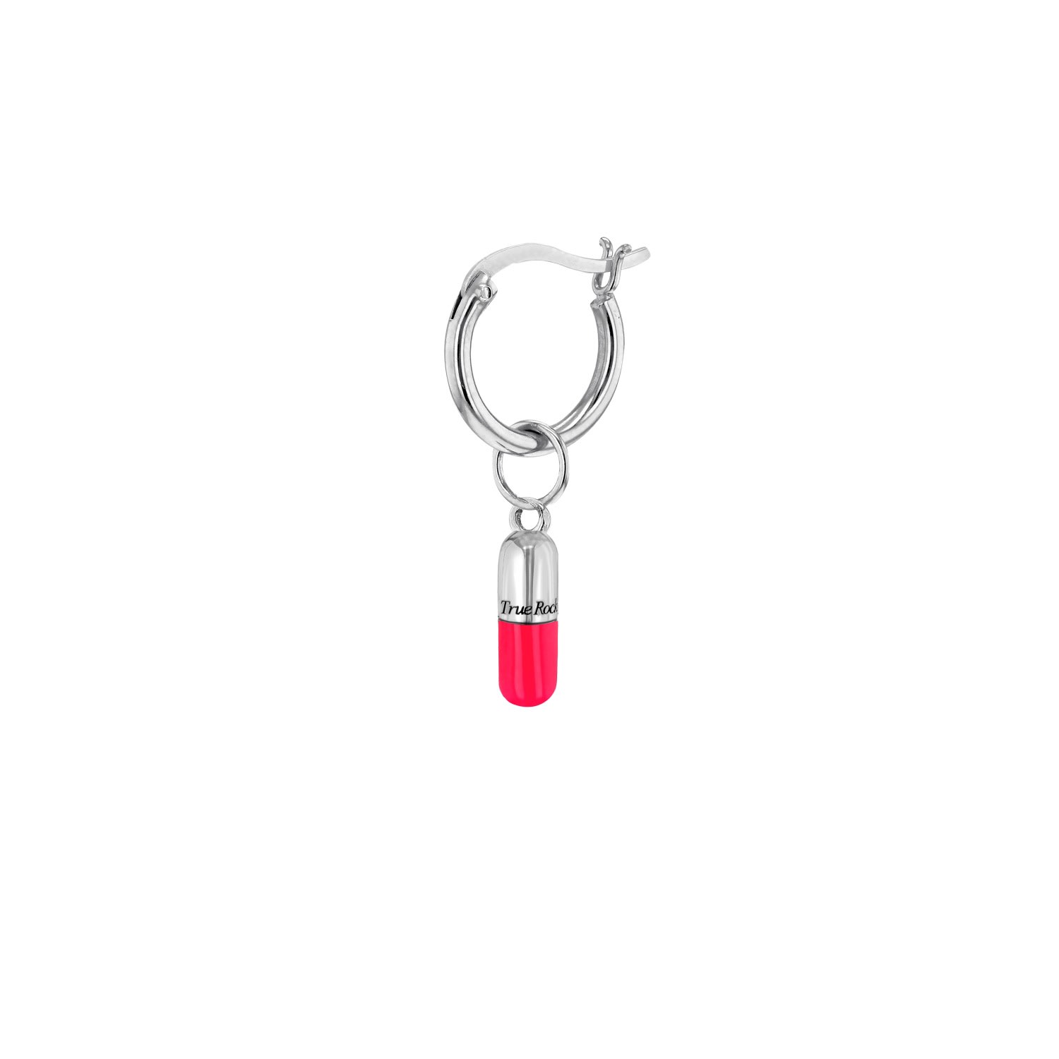 Women’s Pink / Purple / Silver Neon Pink & Sterling Silver Mini Pill Charm On Sterling Silver Hoop True Rocks