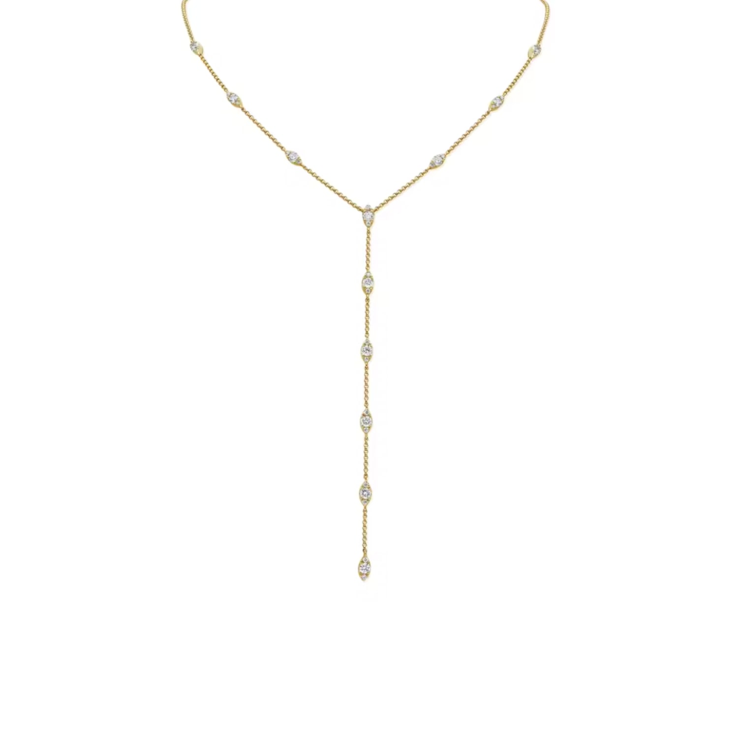 Decolet The Label Women's Gold Marquise Zircon Lariat Necklace