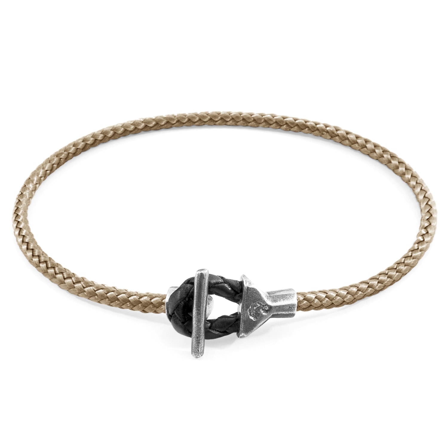 Anchor & Crew Men's Sand Brown Cullen Silver & Rope Bracelet In Brown