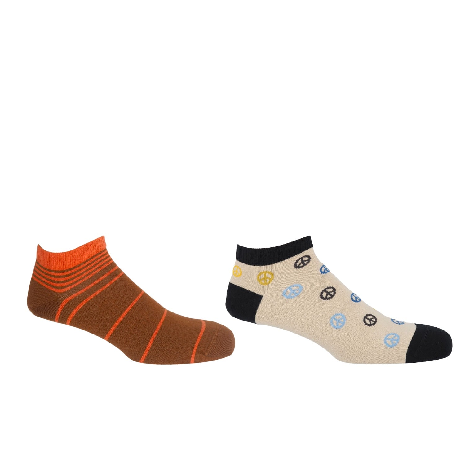 Peper Harow - Made In England Neutrals Peace Beige & Retro Brown Men's Trainer Socks Bundle In Multi
