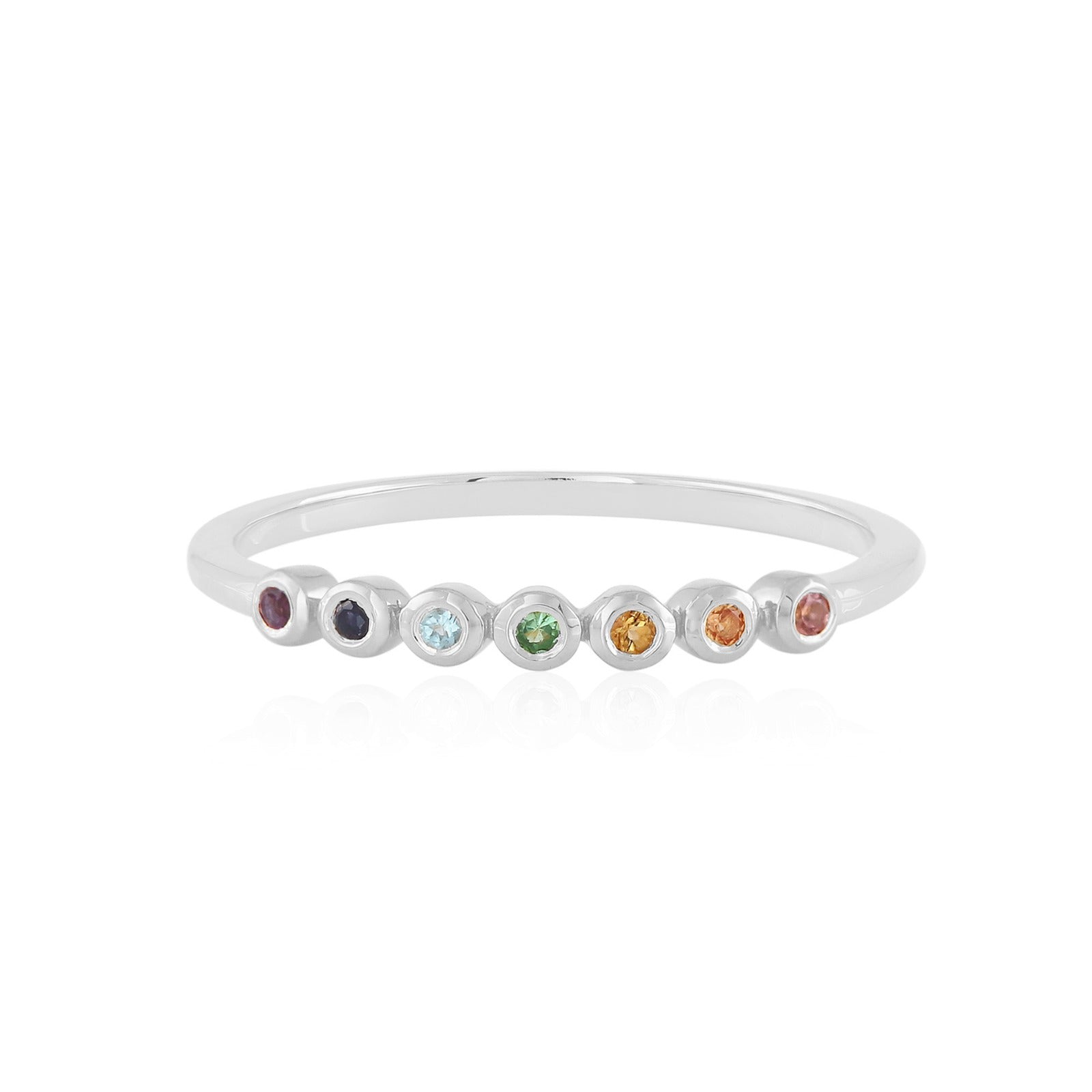 Women’s Blue / Silver Rainbow Gemstone Ring Sterling Silver | Karrah Jewellery