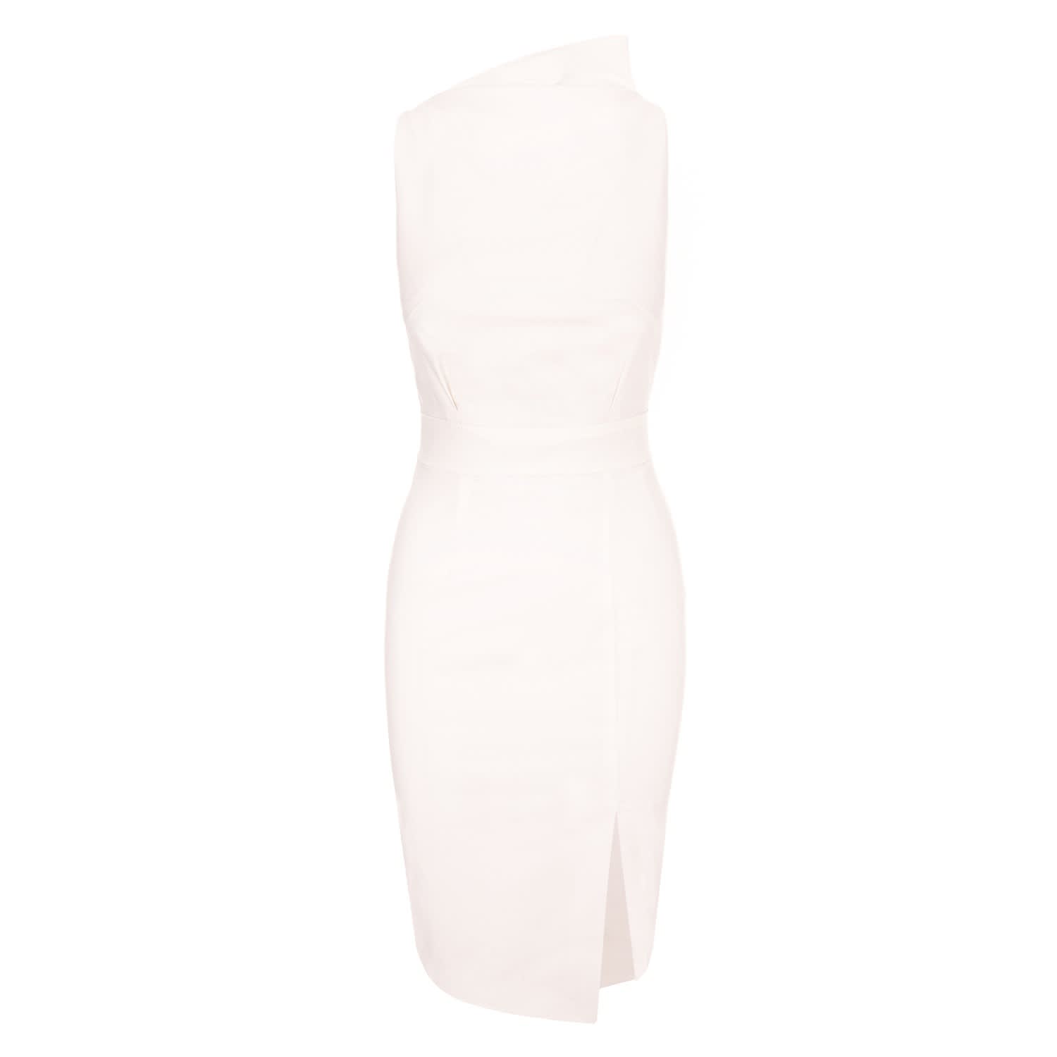 Bodycon Midi Dress With Leg Slit - White | AVENUE N29 | Wolf & Badger