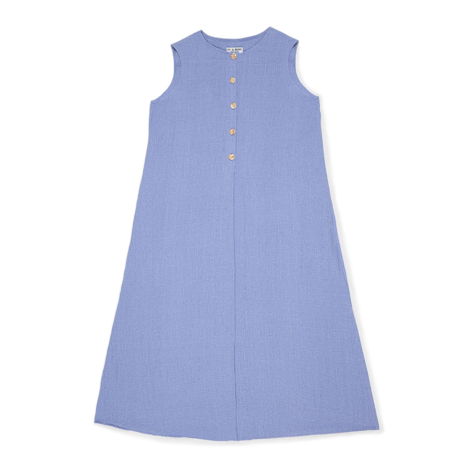 Du & Berry Women's Drift Linen Button Midi Dress - Slate Blue In Blue