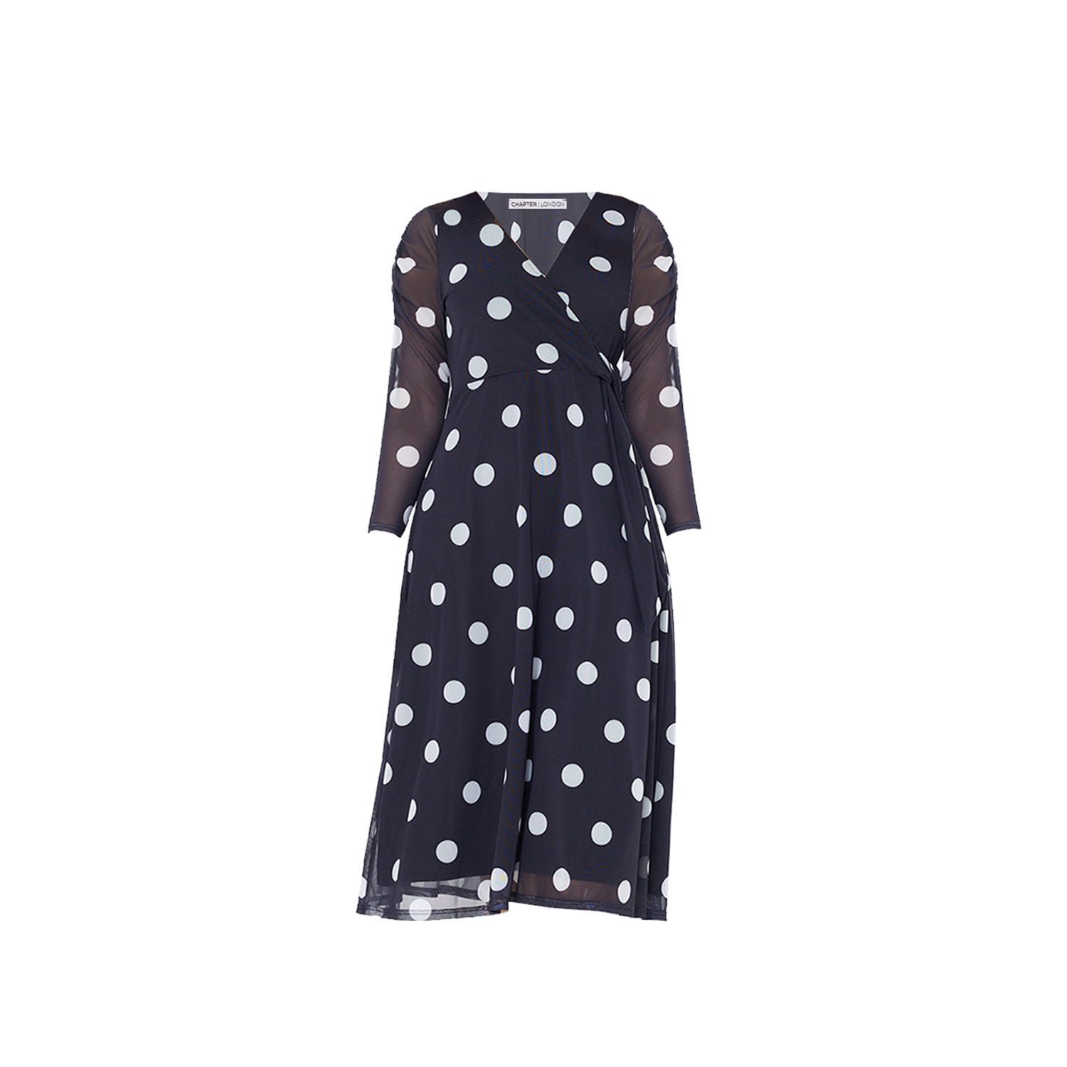 Women’s Black Rebecca Midi Dress - White Polka Dot Print Extra Small Chapter London