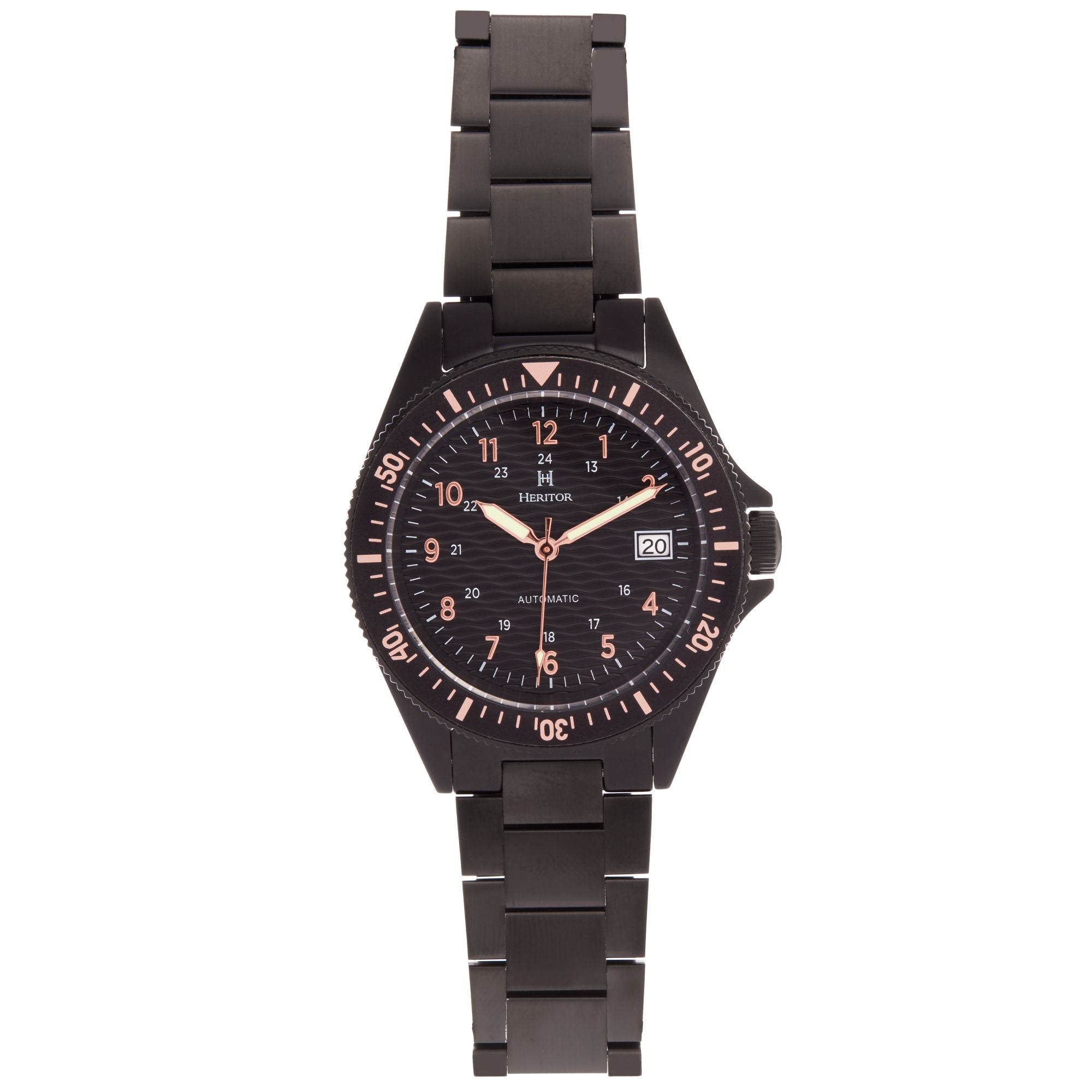 Heritor Automatic Men's Calder Bracelet Watch With Date - Black