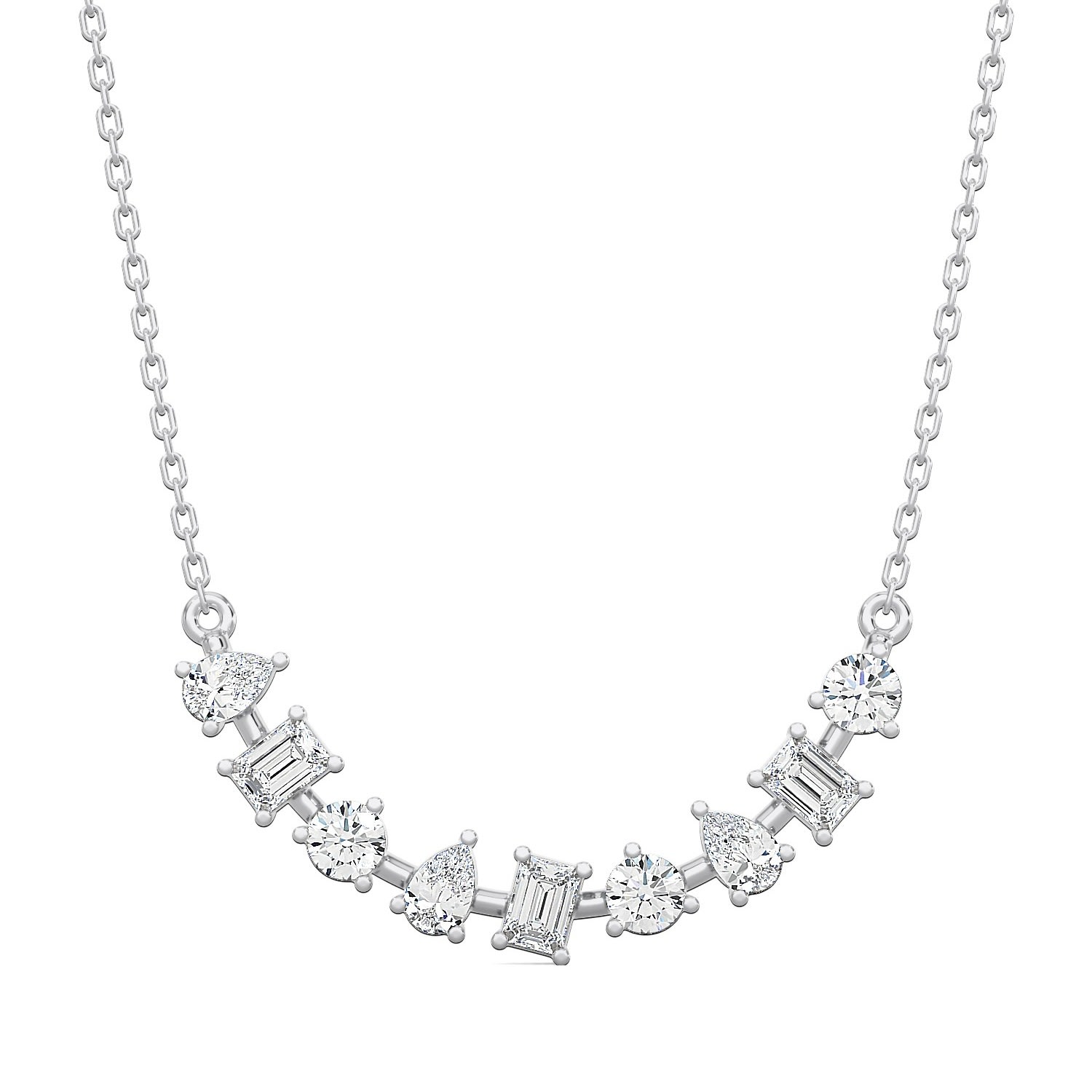 Women’s White Fancy Shape Diamond Cluster Necklace Itara Jewelry