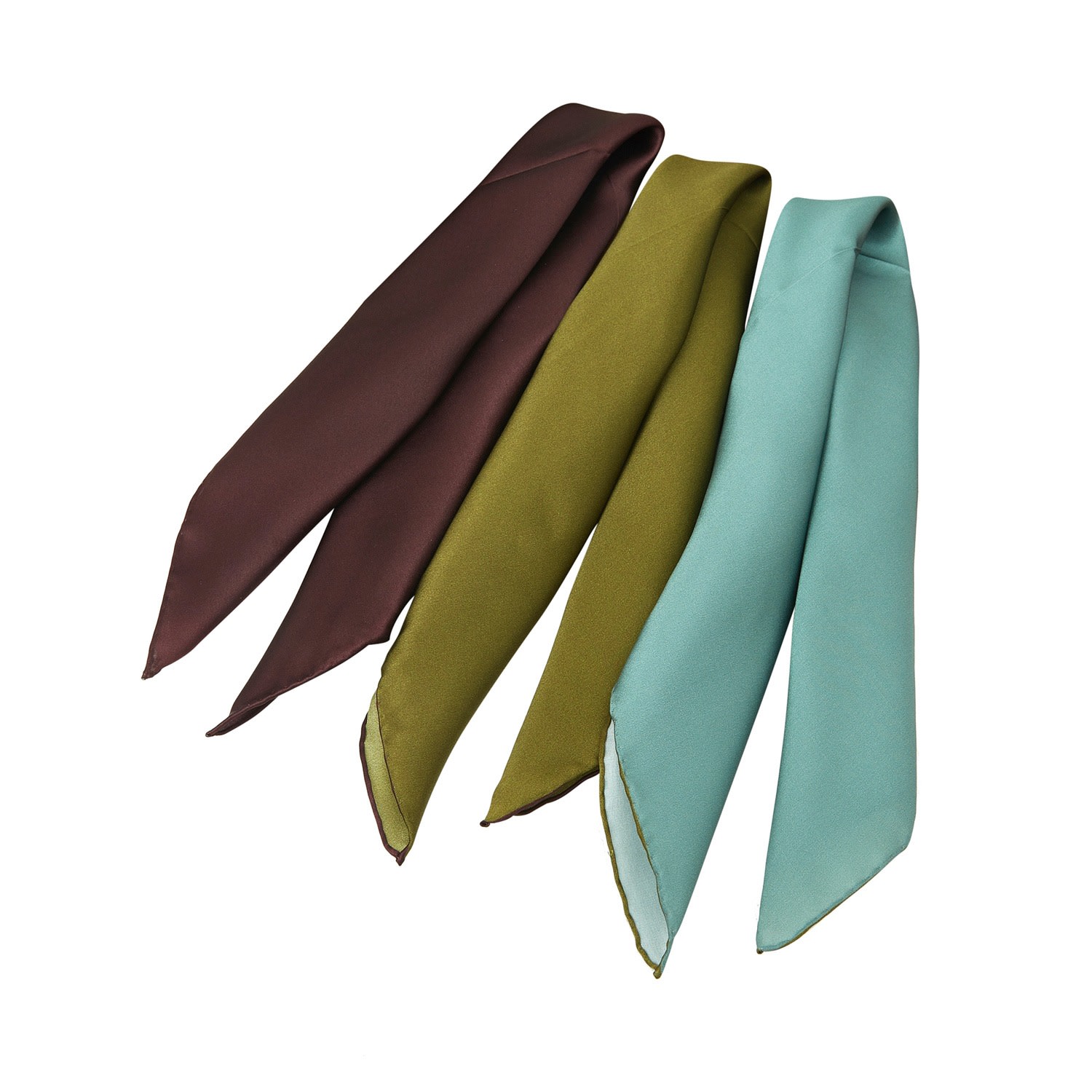 Women’s Pure Silk Scarf Olive Tree Solid Colour Collection Set Of Three Small Small Soft Strokes Silk