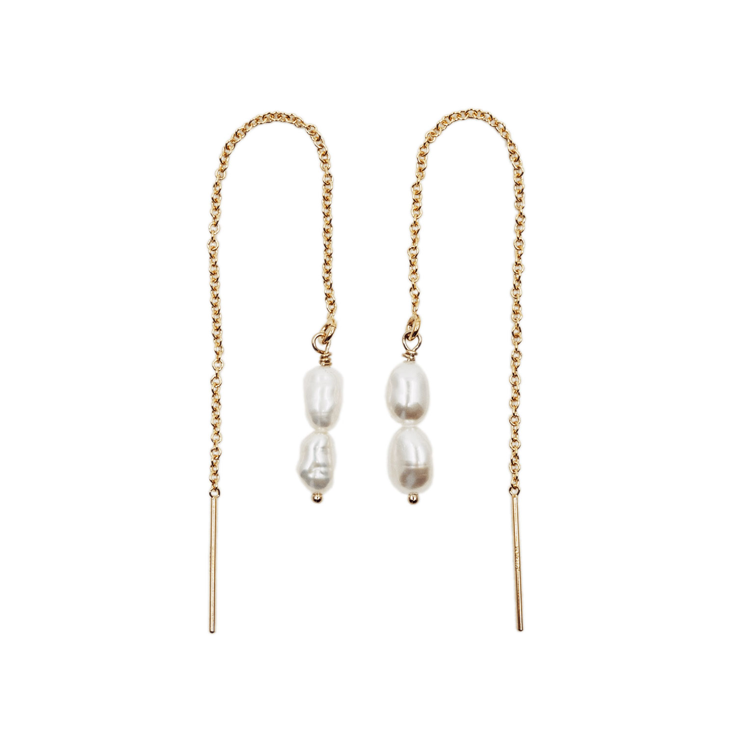 Nakiit Women's Gold / White Classic White Droplet Threaders In Multi