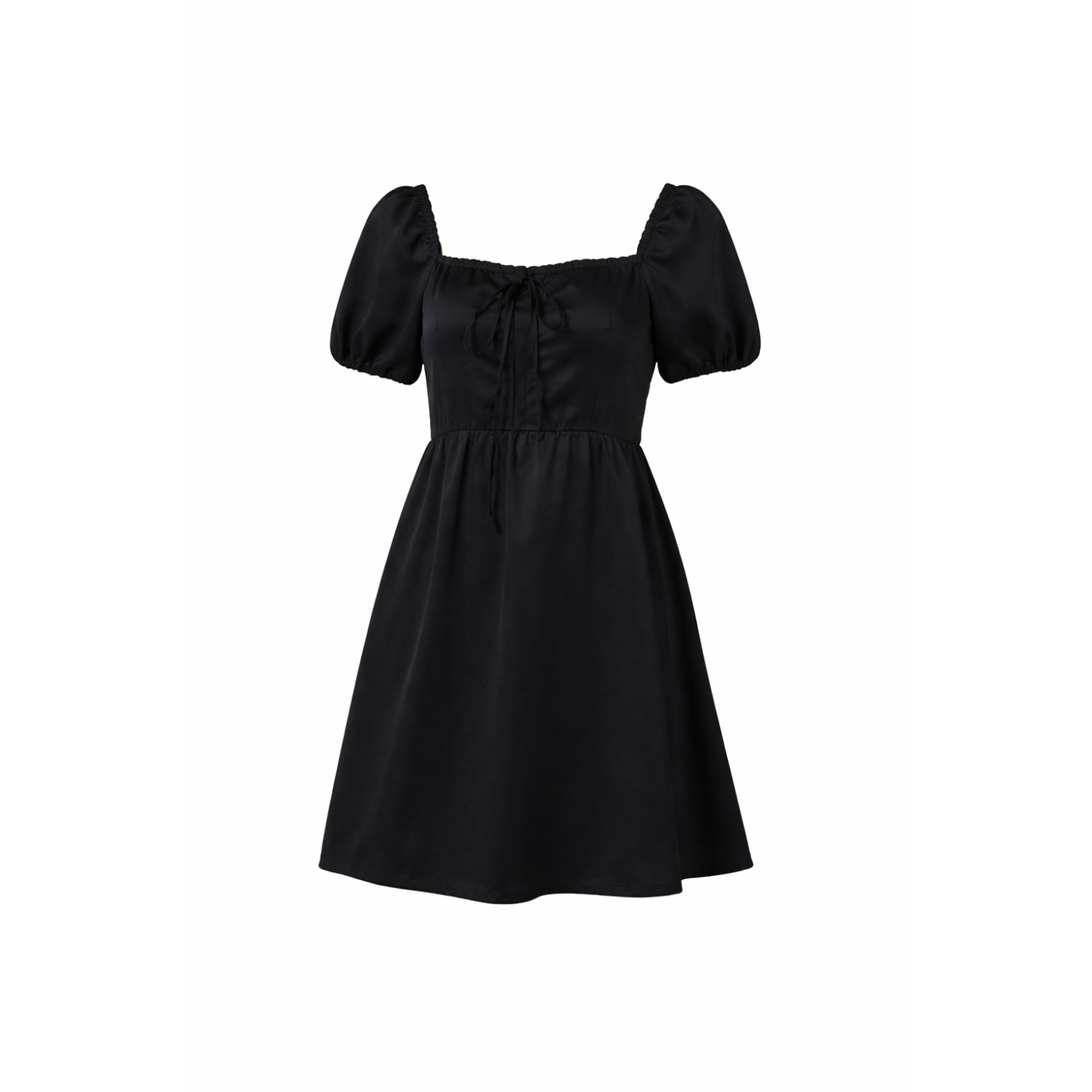 Women's Puff Sleeve Square Neck Mini Dress - Black | Extra Small | Ashita Fernandes