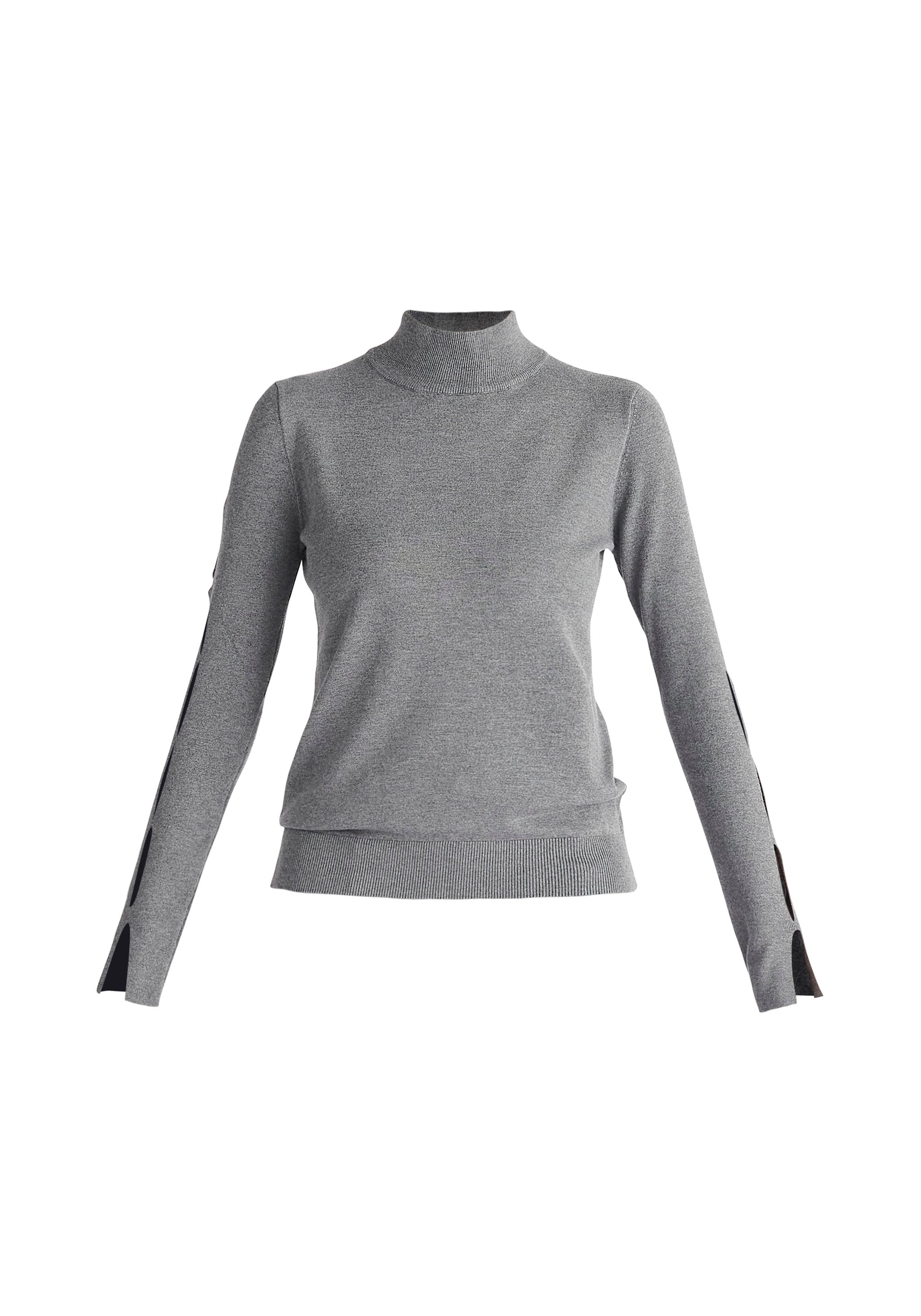 Women’s Knitted Cut Out Sleeve Top In Grey Medium Paisie