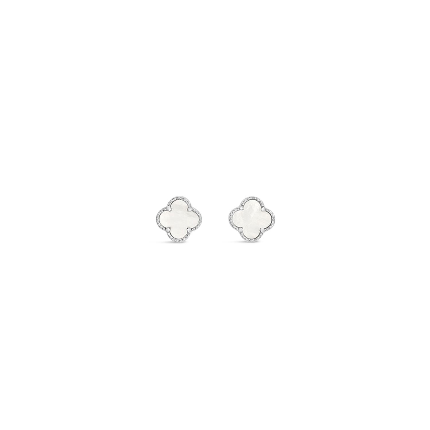 Women’s Silver Clover Stud Earring Eight Mm - Mother Of Pearl Lutiro