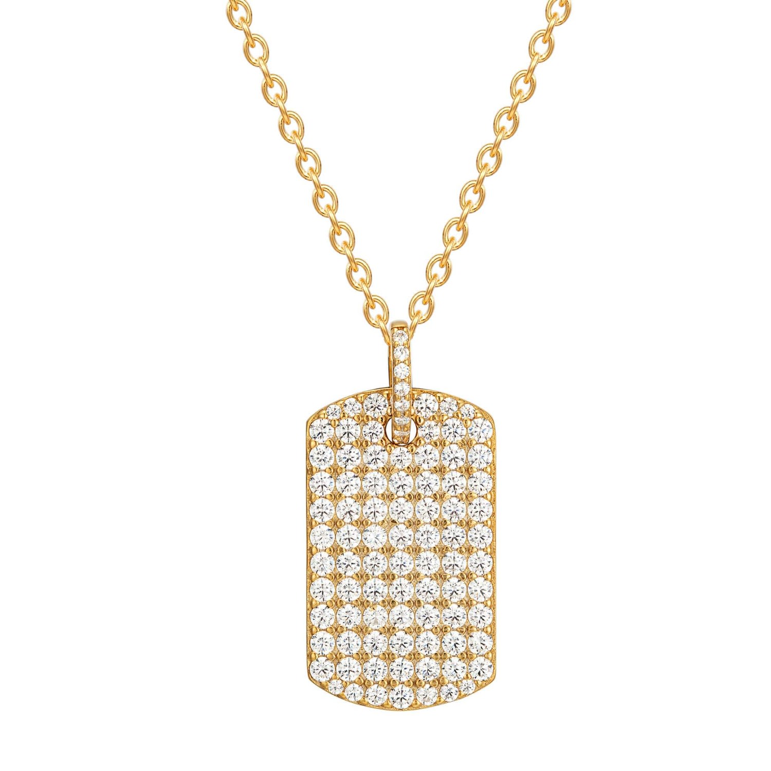 Women’s 22Ct Gold Vermeil Cz Tag Pendant Seol + Gold