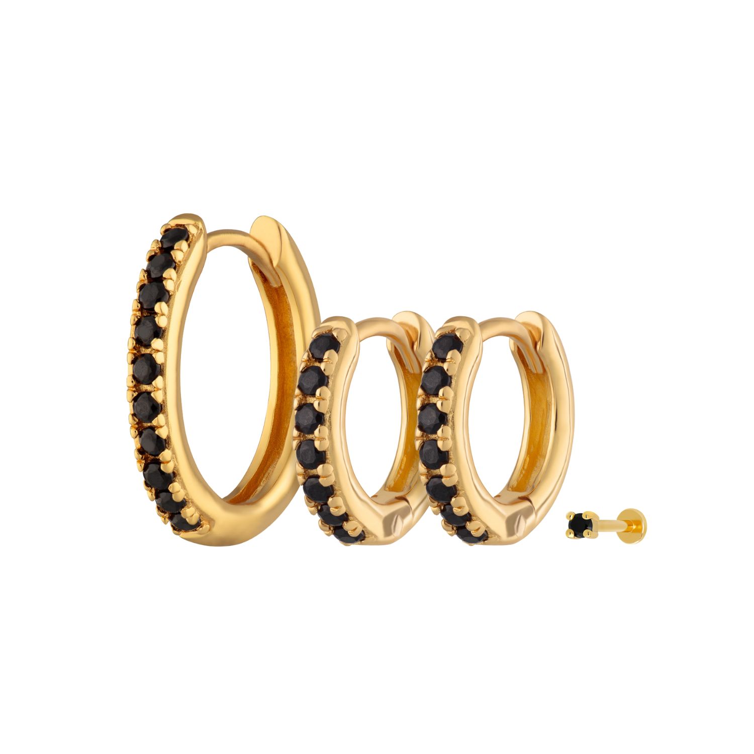 Scream Pretty Women's Gold / Black Black And Gold Earring Stacking Set
