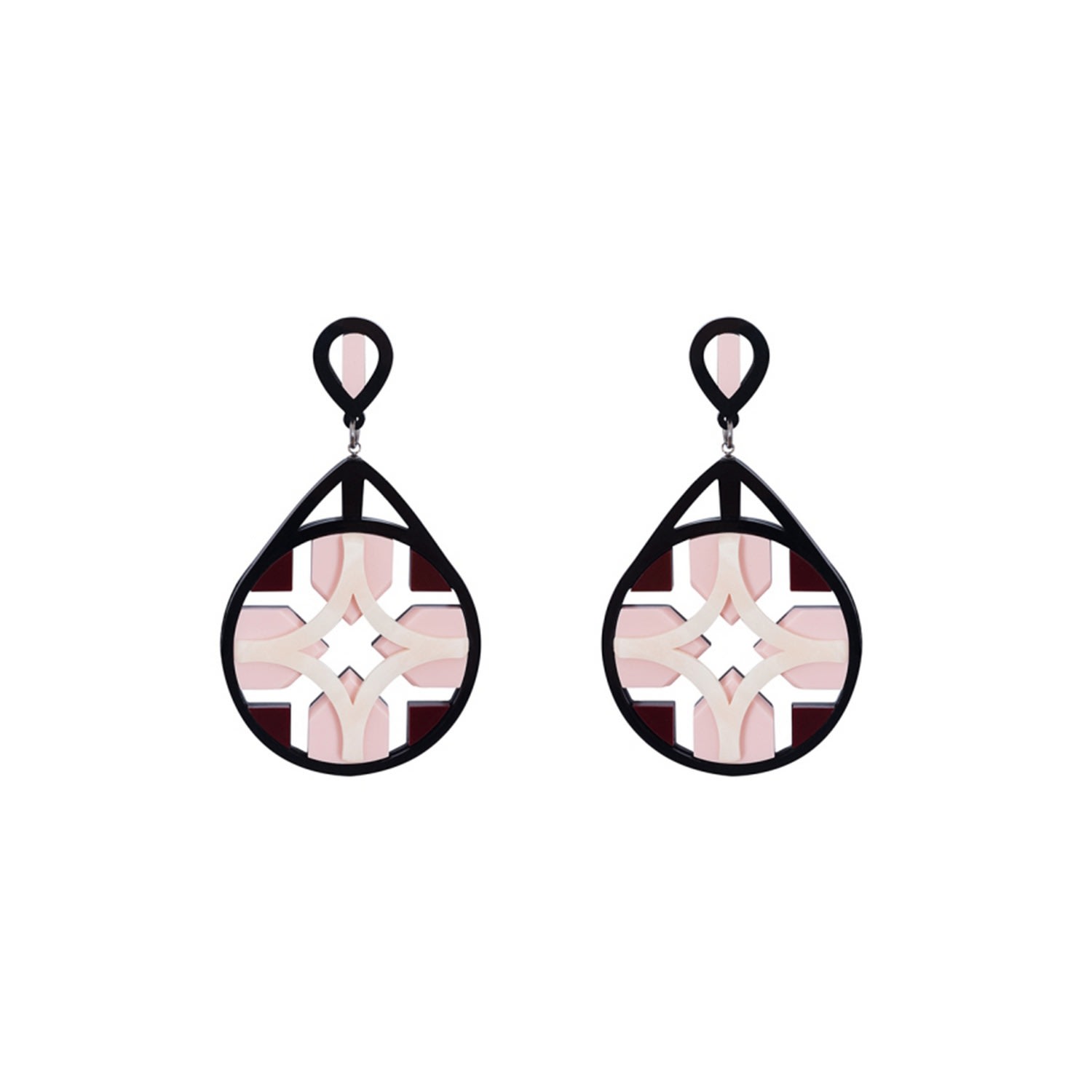 Gissa Bicalho Women's Acrylic Handmade Earring Tile Cream