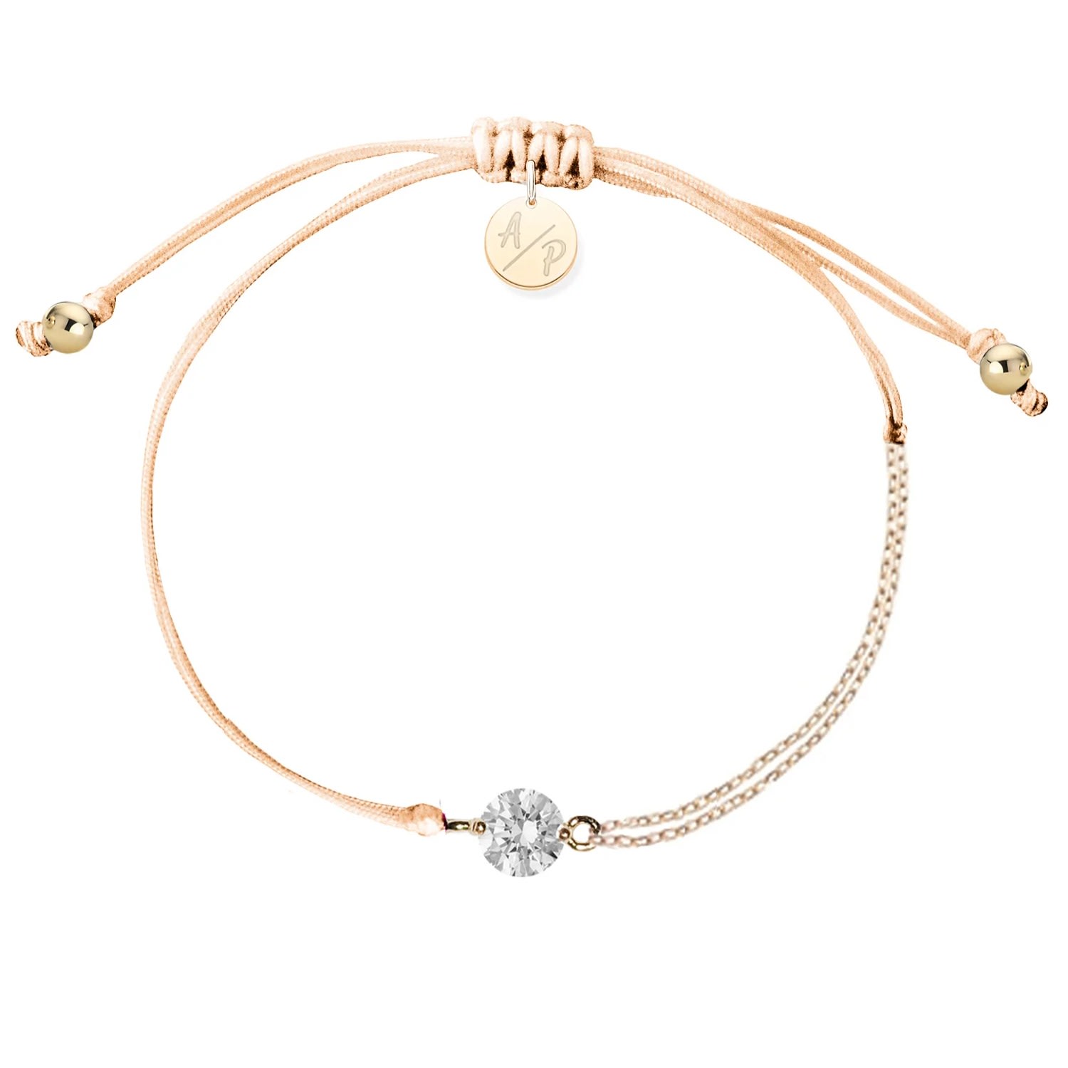 Adriana Pappas Designs Women's Yellow Cz Solitaire Bracelet On Colored Cord - Cantaloupe In Yellow