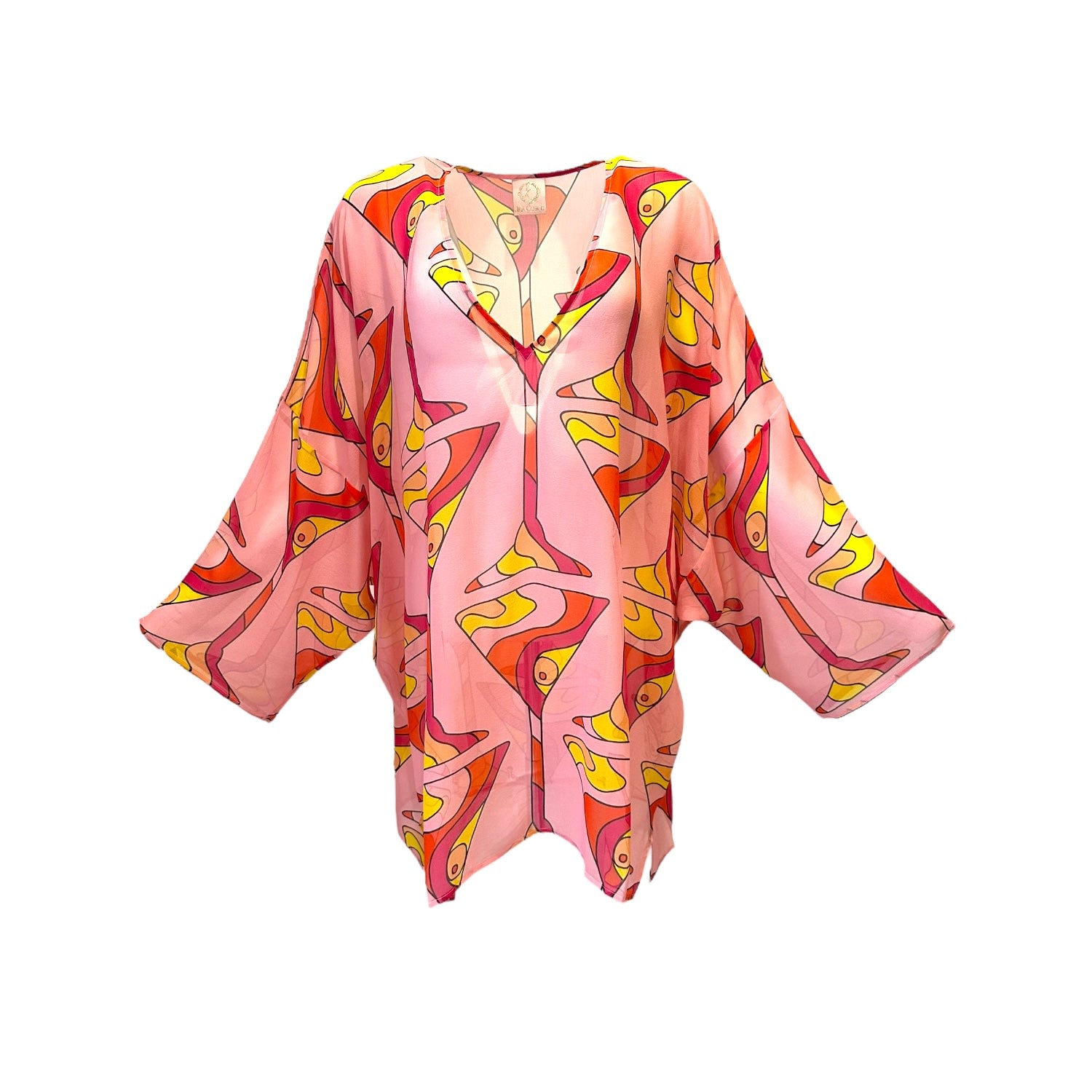 Women’s Pink / Purple Veronica Pink Martini Silk Georgette Mini Kaftan Dress One Size Julia Clancey