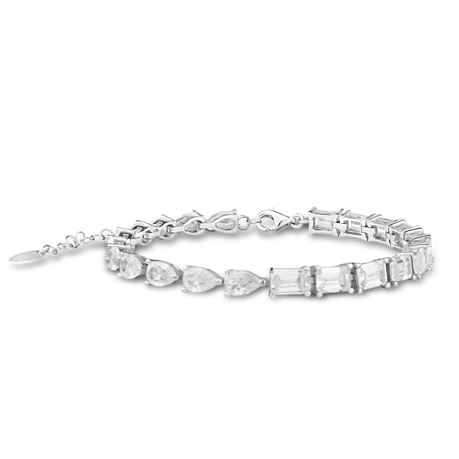 Women’s Half Emerald Half Pear Tennis Bracelet - Silver Shymi