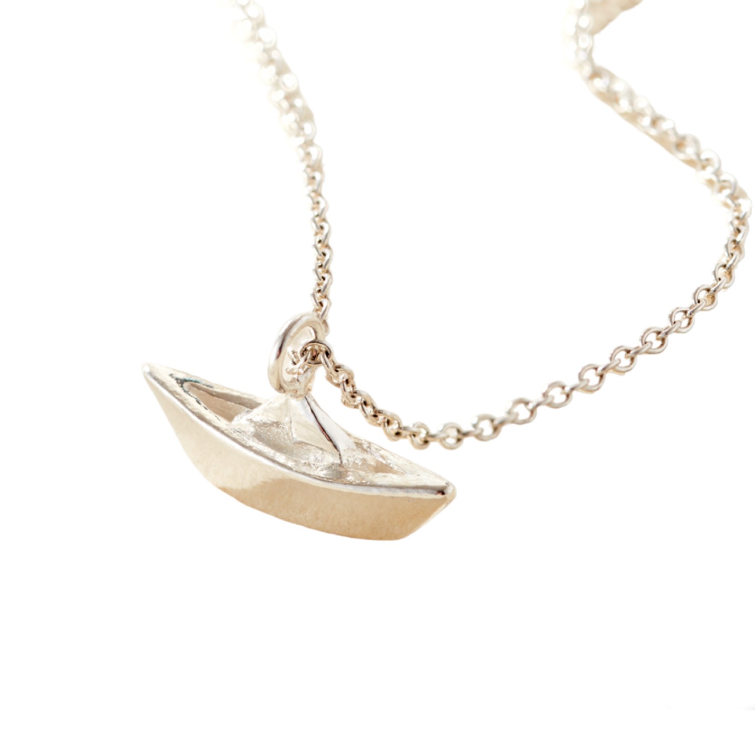 Women’s Sterling Silver Origami Boat Charm Necklace Posh Totty Designs