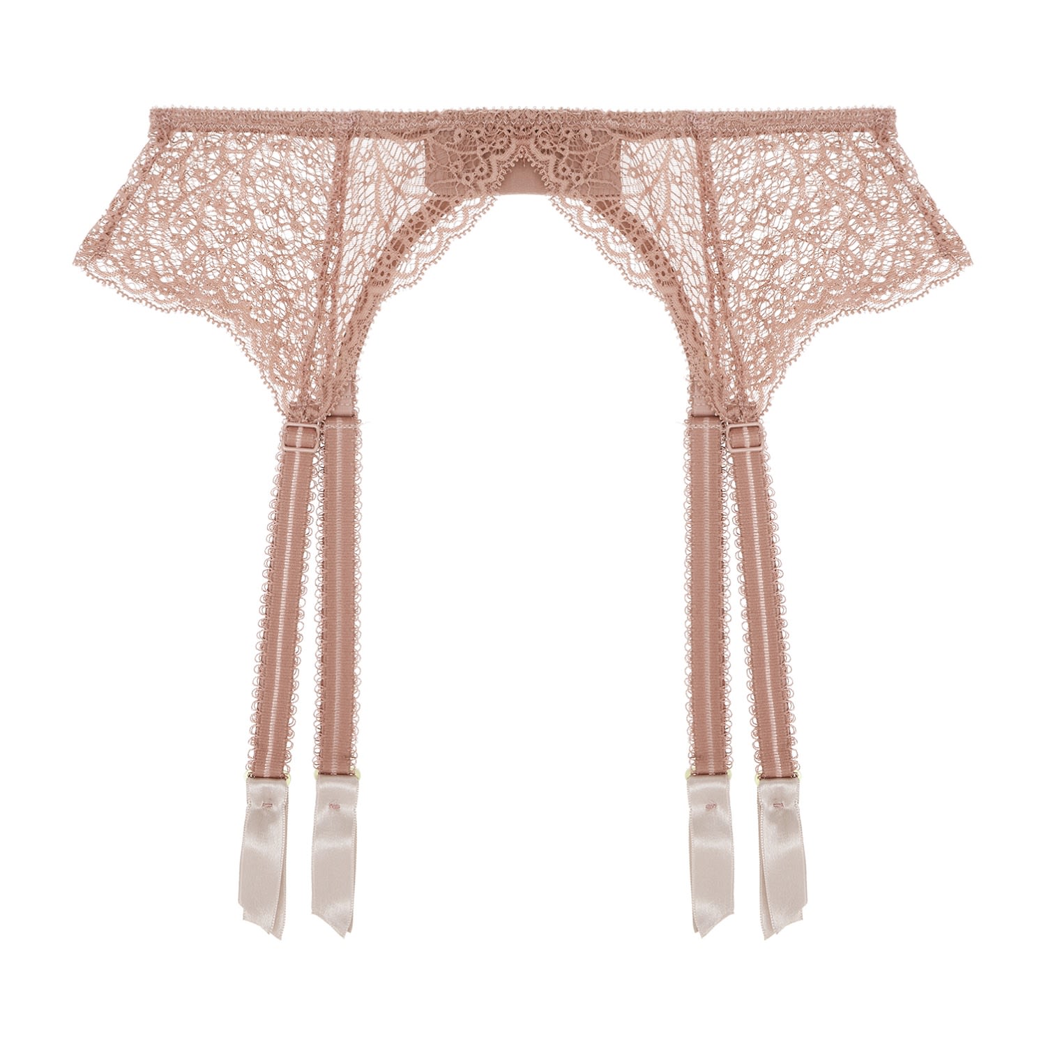 Women&rsquo;s Neutrals Allegra Suspender Belt Praline | Large | Journelle