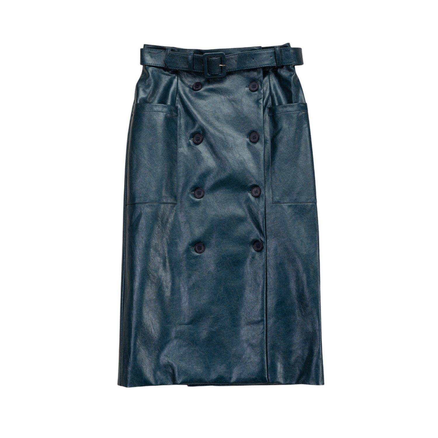 Dolores Promesas Women's Blue Beautiful Leather Effect Midi Skirt In Blue