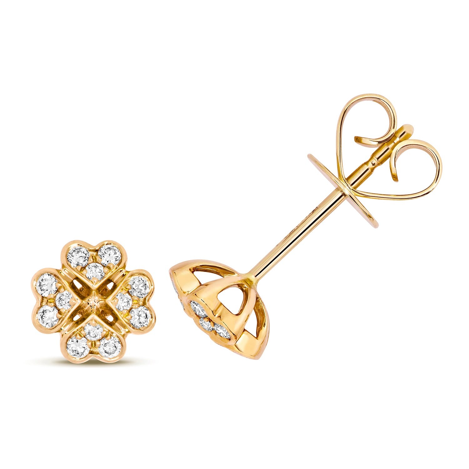 Cervin Blanc Women's Diamond Clover Studs In Gold In Gold