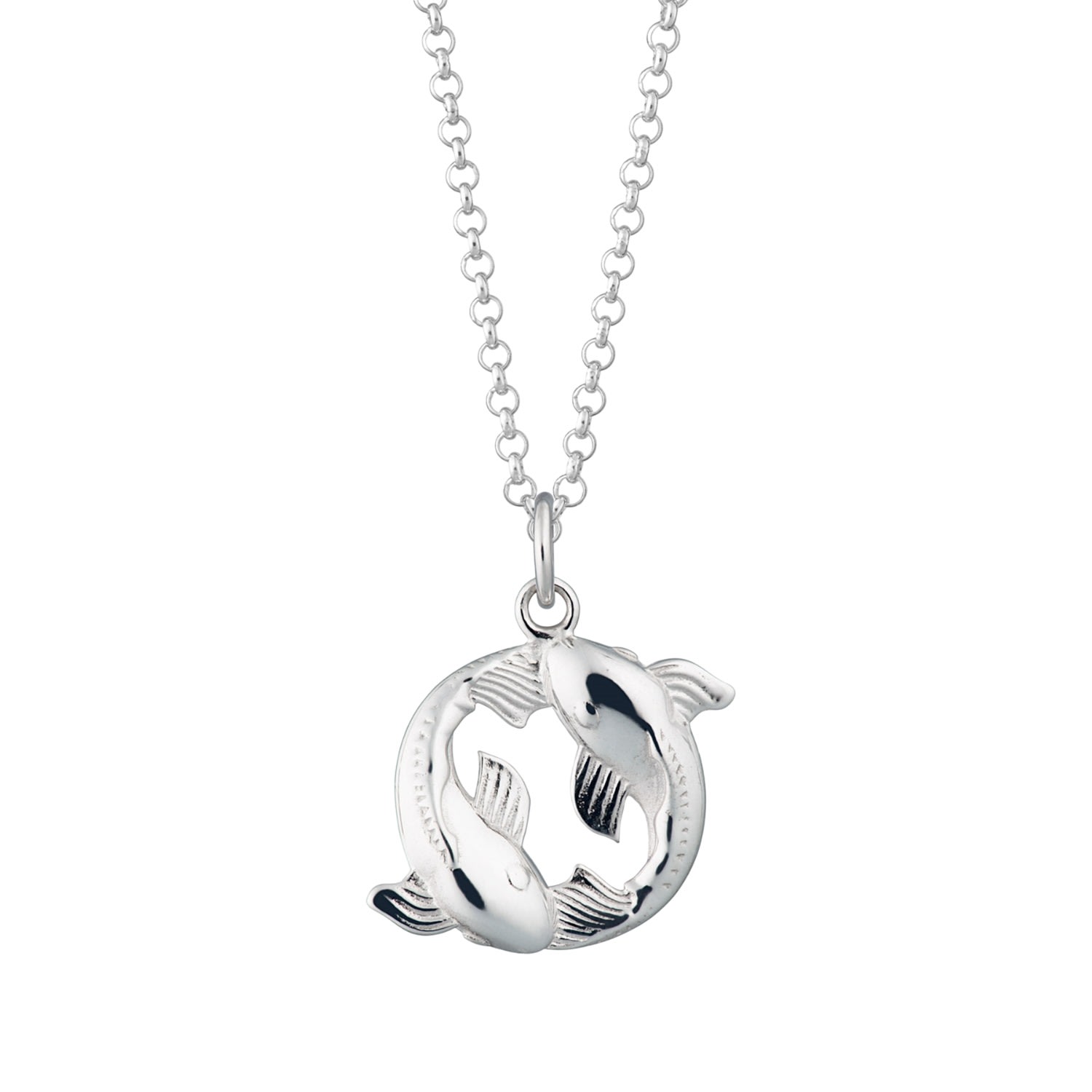 Women’s Sterling Silver Koi Fish Pisces Zodiac Necklace Lily Charmed