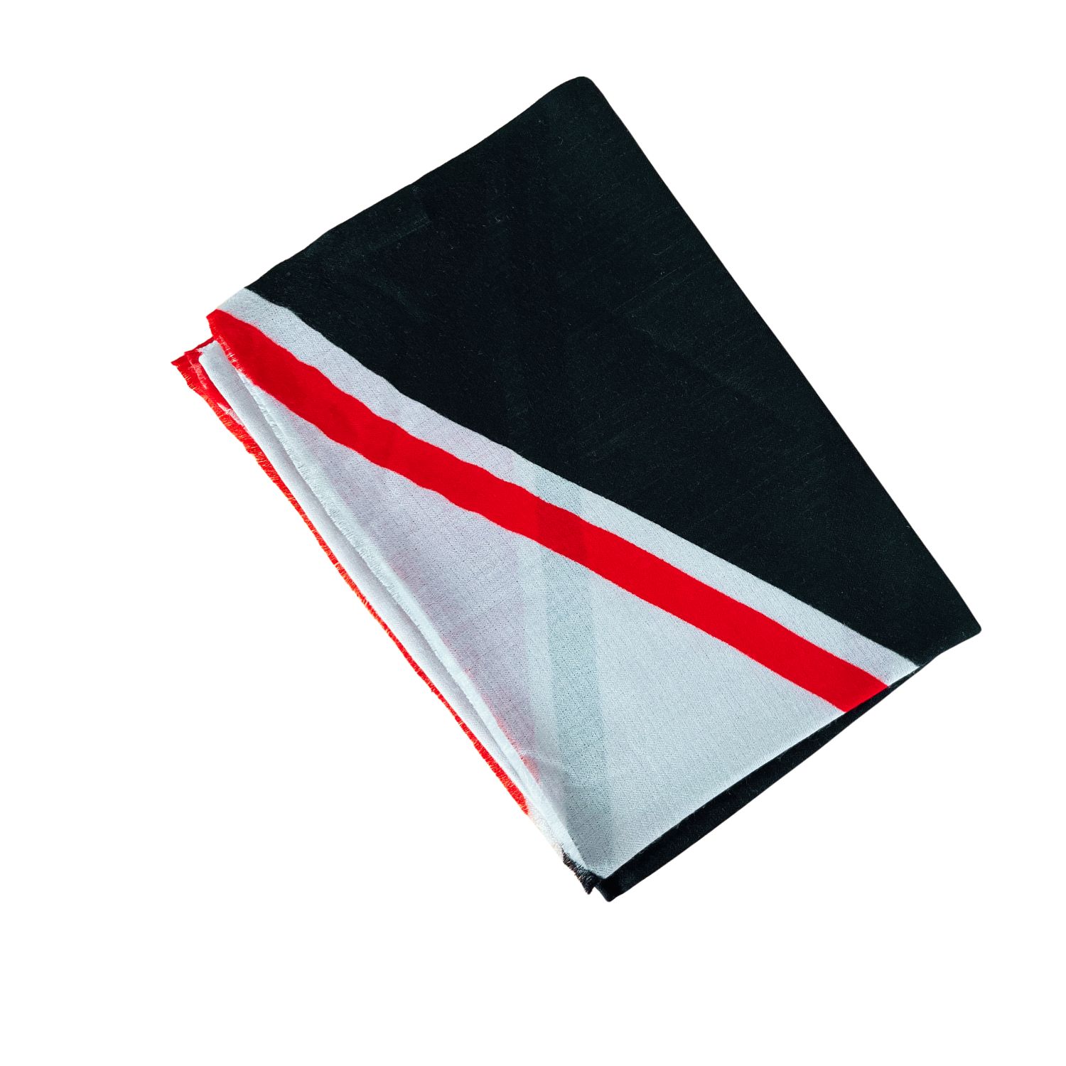 Heritagemoda Women's Grey / Red / Black Hand Painted Geometric Classic Wool-silk Scarf