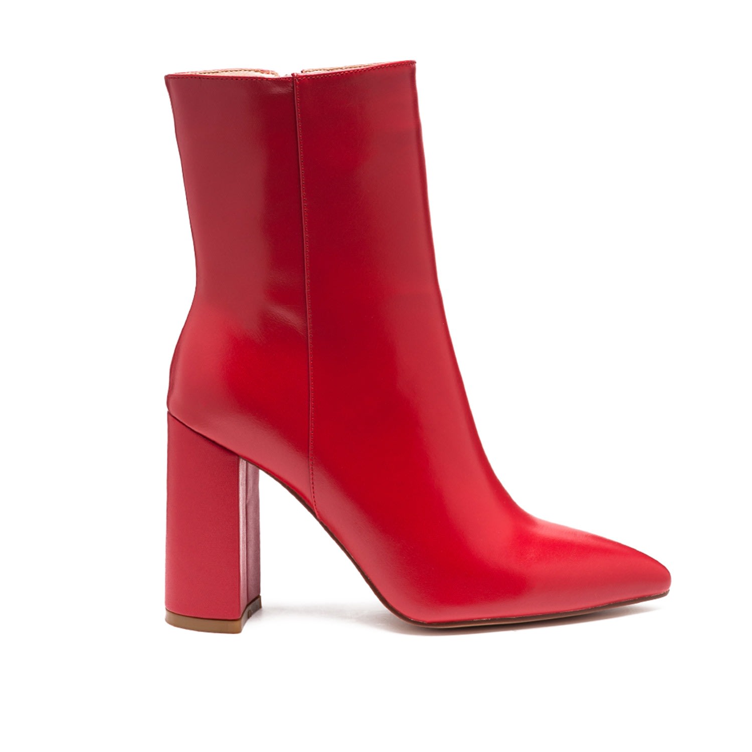 Women’s Margen Red Ankle High Pointed Toe Block Heeled Boot 3 Uk Rag & Co.