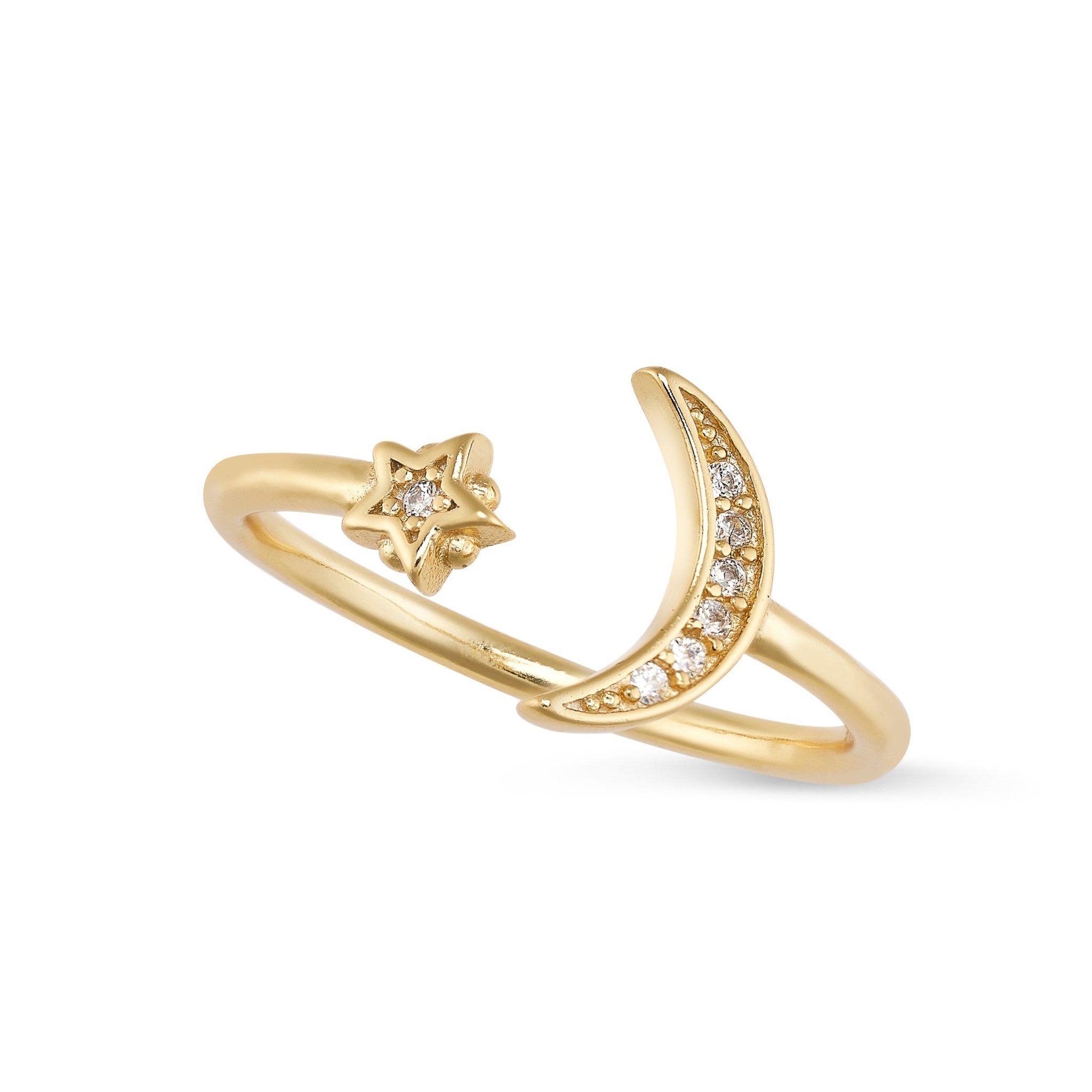 Women’s Gold Moon & Star Ring Elk & Bloom - Everyday Fine Jewellery