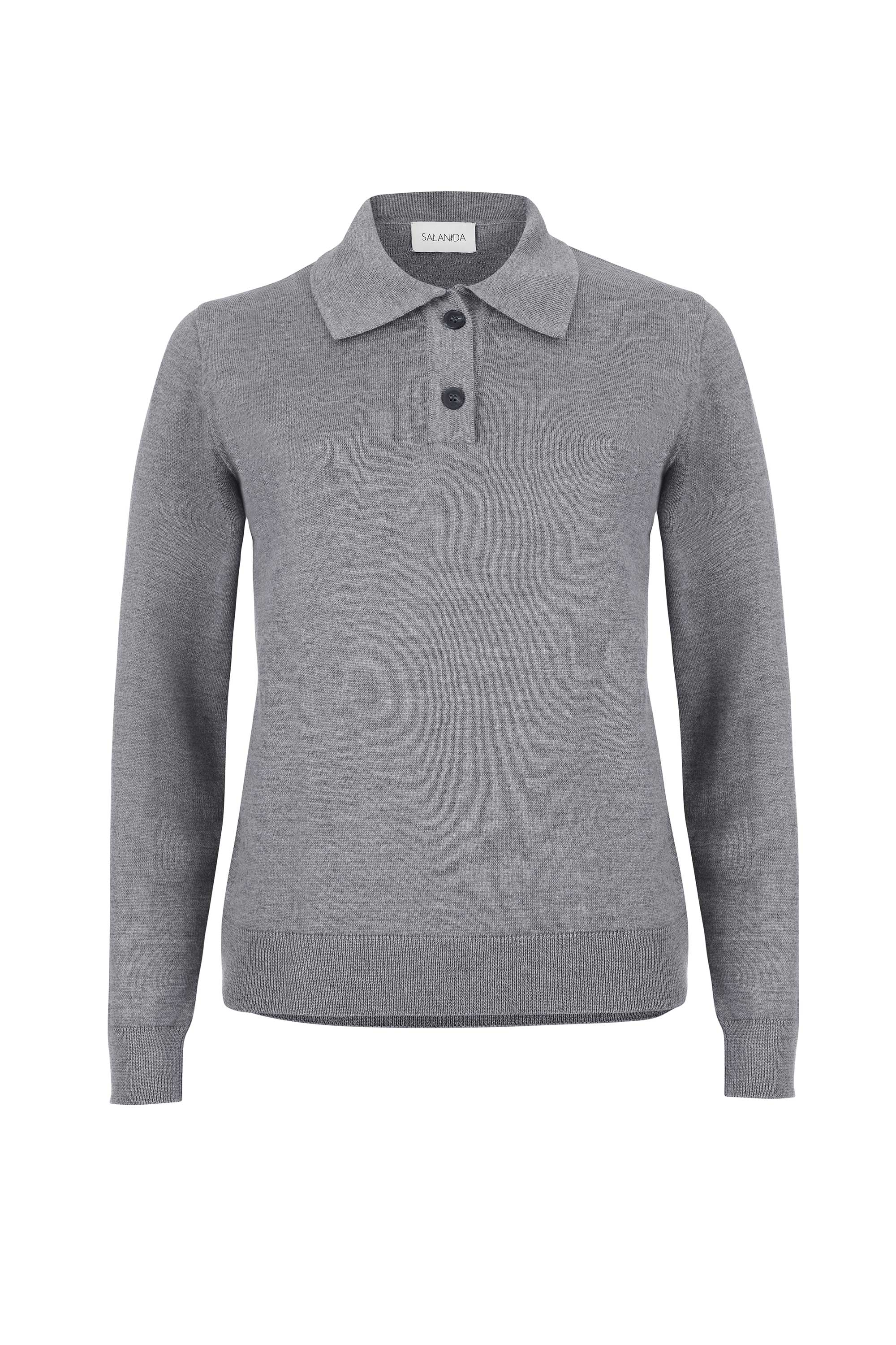 Salanida Women's Galante 100% Merino Polo Top Light Grey In Gray