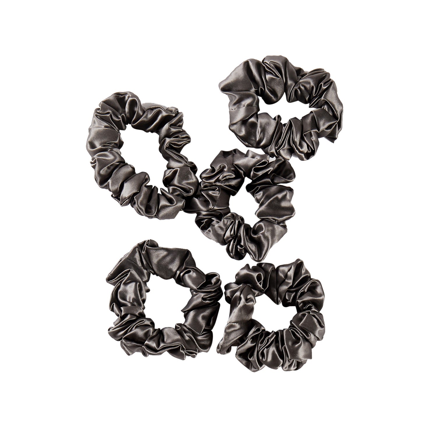 Women's Pure Mulberry Silk Regular Scrunchie Set Of Five In Grey | One Size | Soft Strokes Silk