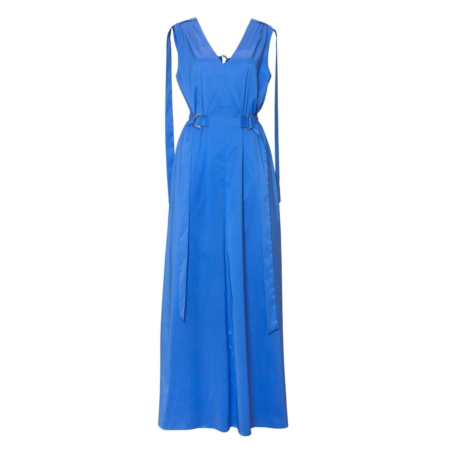 royal blue open back dress