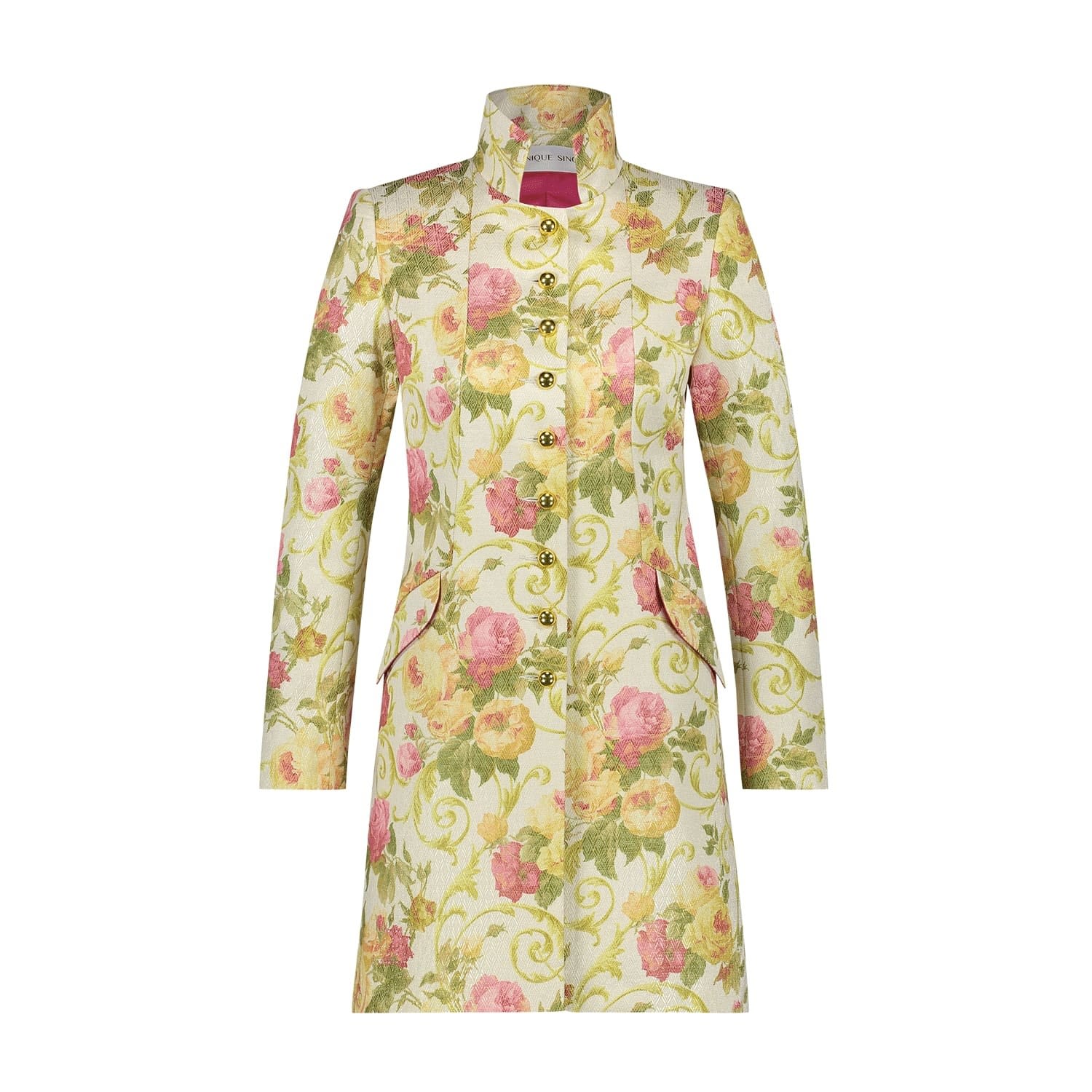 Women’s Iconic Romantic Floral Print Jacquard Coat Medium Monique Singh