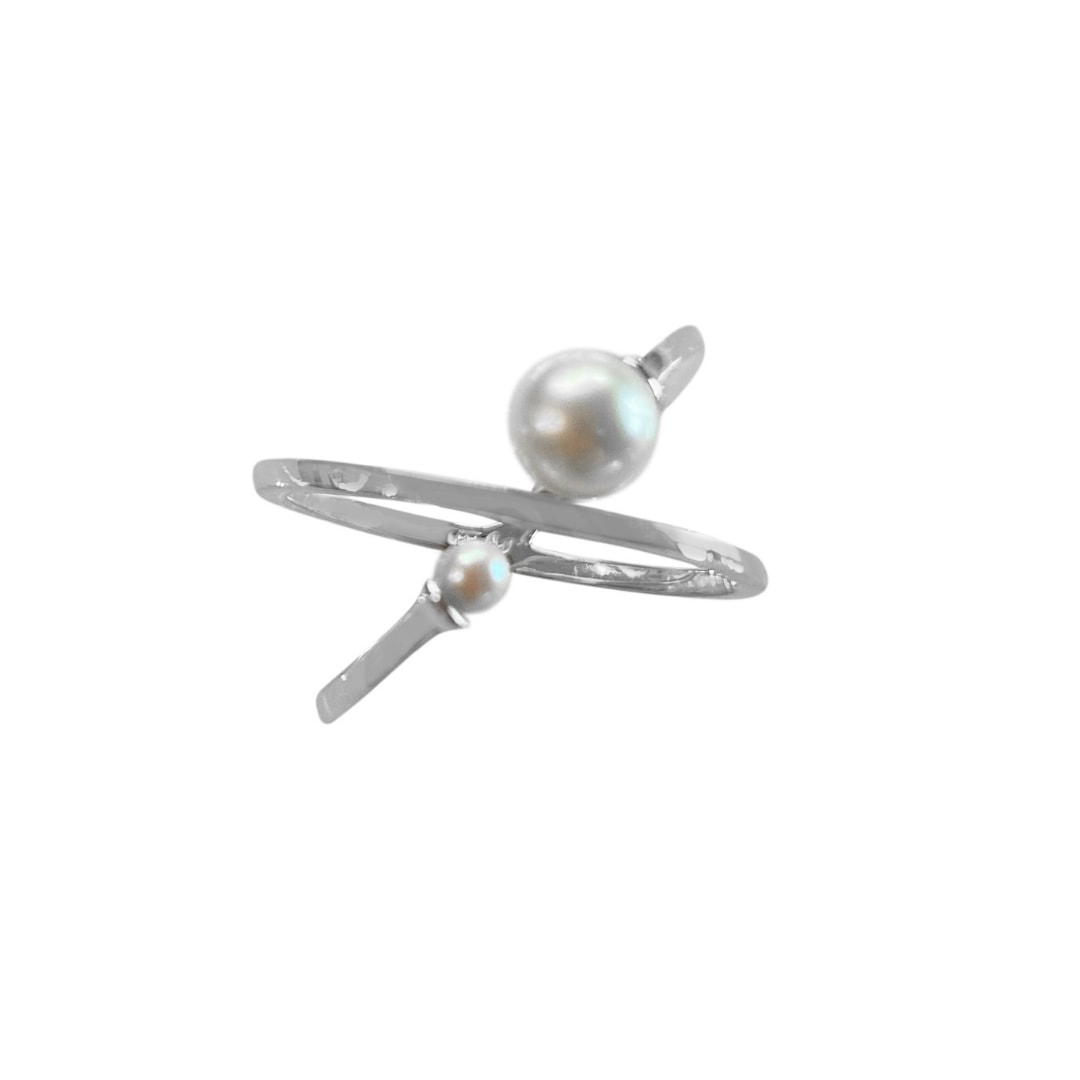Fv Jewellery Women's Silver Perle Double Wrap Pearl Ring In Silver