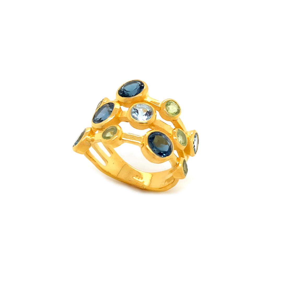 Gem Bazaar Jewellery Women's Blue / Gold / Green The Juliet Ring