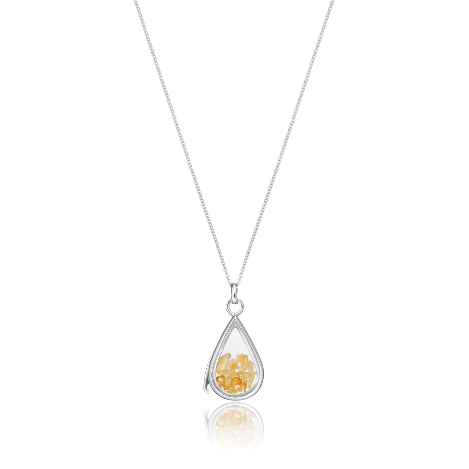Lily & Roo Women's Sterling Silver Citrine Birthstone Teardrop Locket In Silver