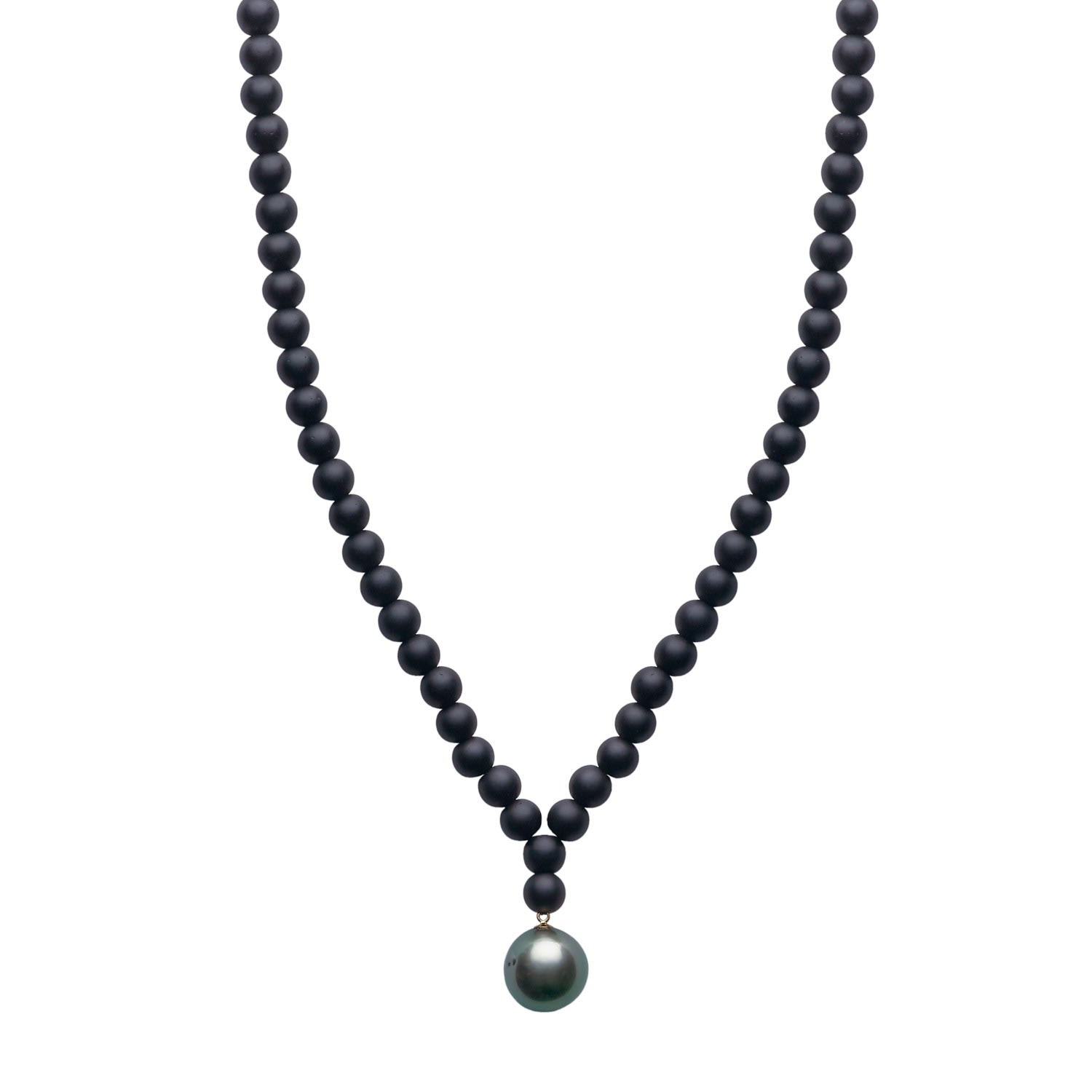 Black Aro Men’s Large Tahitian Pearl & Onyx Necklace Ora Pearls