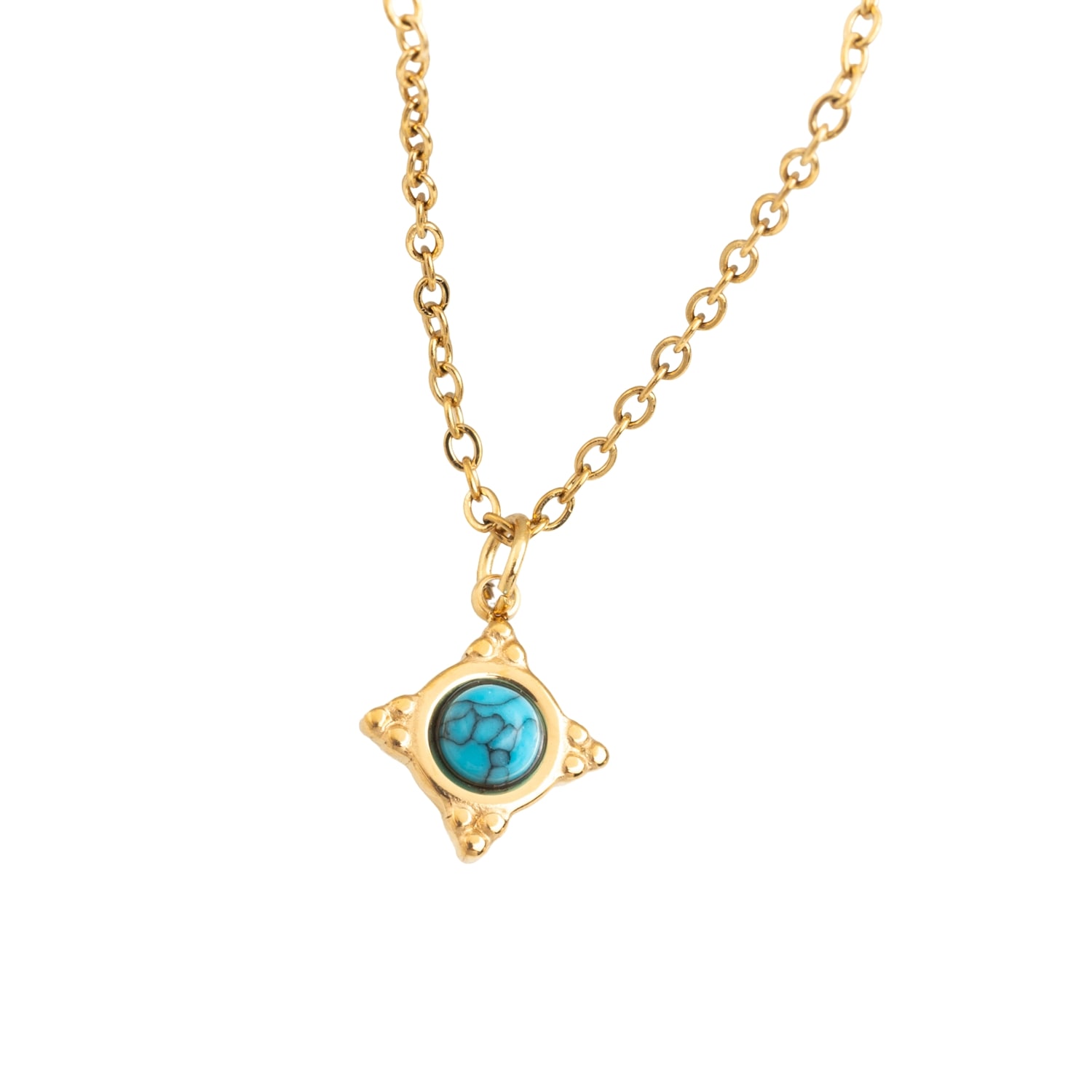 Starfish Project Women's Gold Turquoise Compass Rose Necklace In Gold