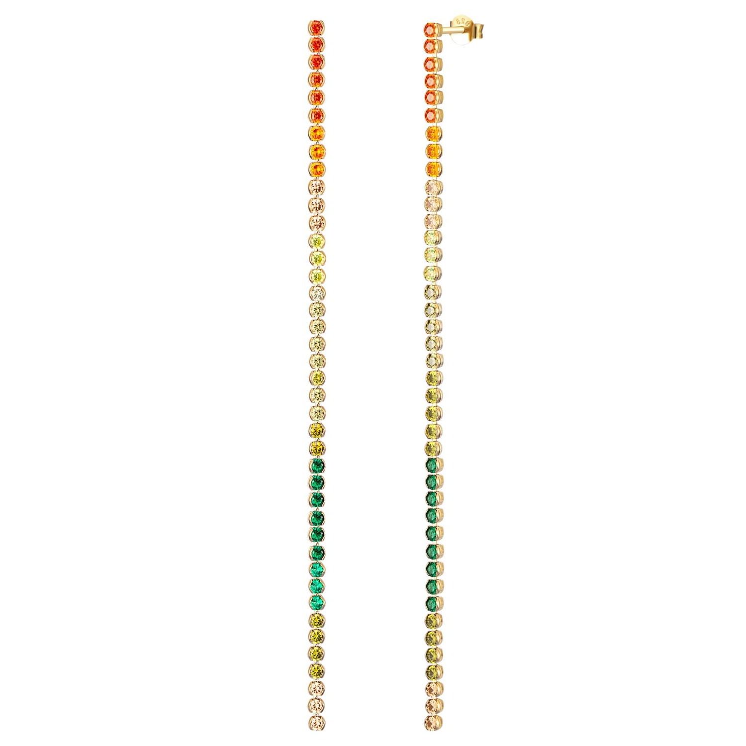 Women’s 22Ct Gold Vermeil Rainbow Cz Long Drop Studs Seol + Gold