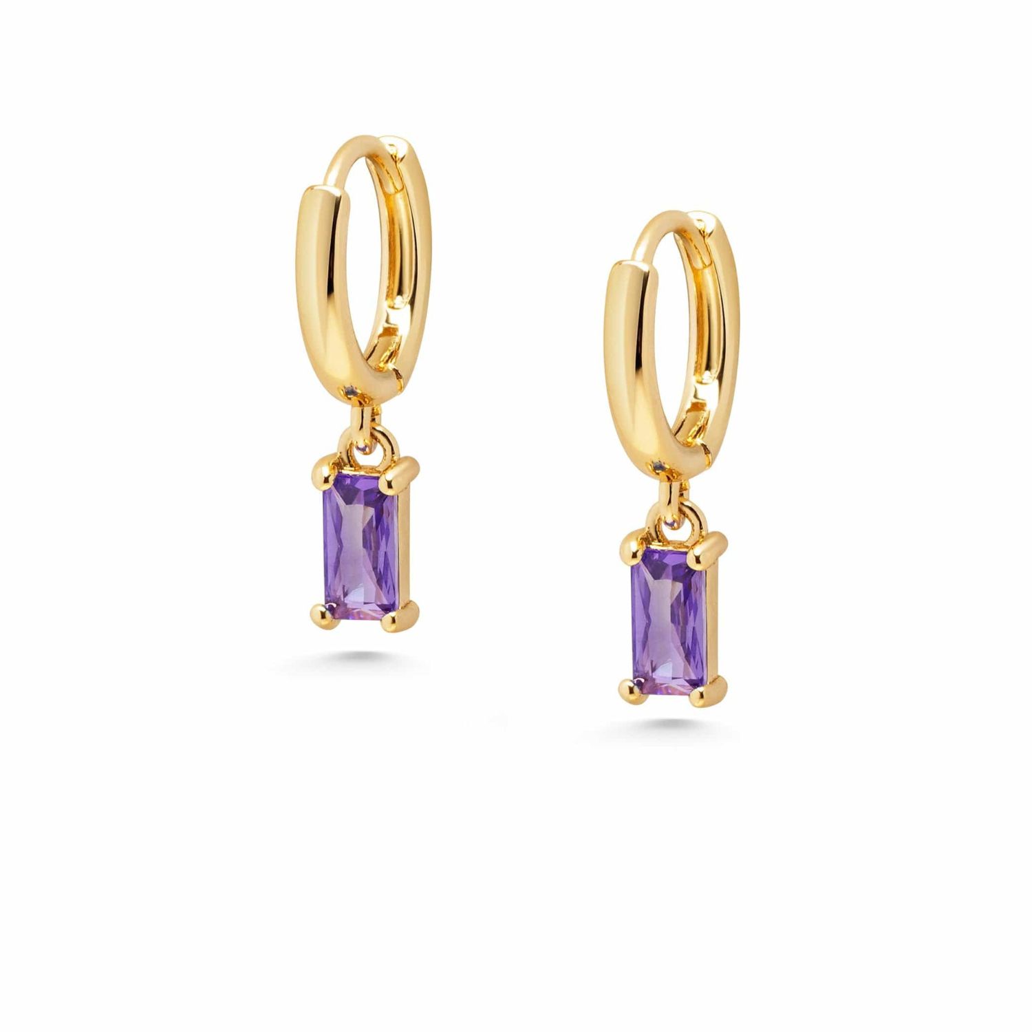 Nialaya Gold Women's Huggie Earrings With Purple Charm