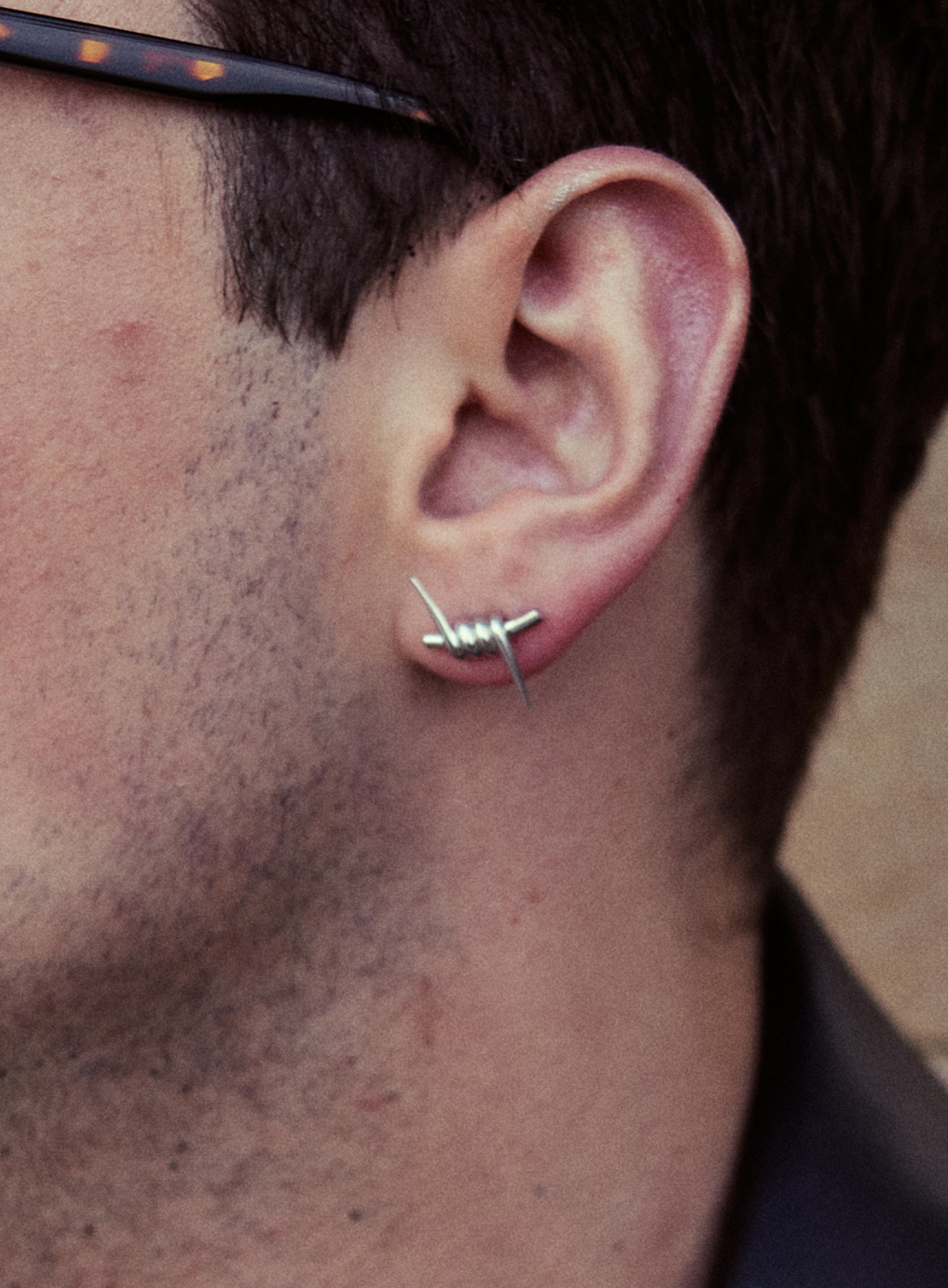 Mishka Women's Toxic Barb Wire Mono Stud Earring Silver